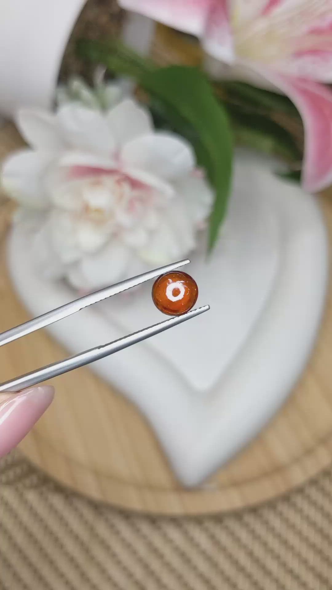 1.96 Ct. Orange Cabochon Hessonite Garnet from Madagascar Size Video
