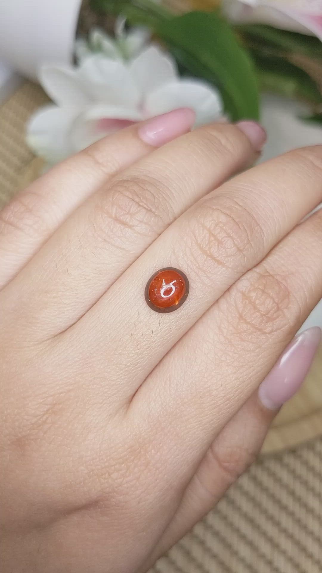 2.48 Ct. Orange Cabochon Hessonite Garnet from Madagascar Size Video