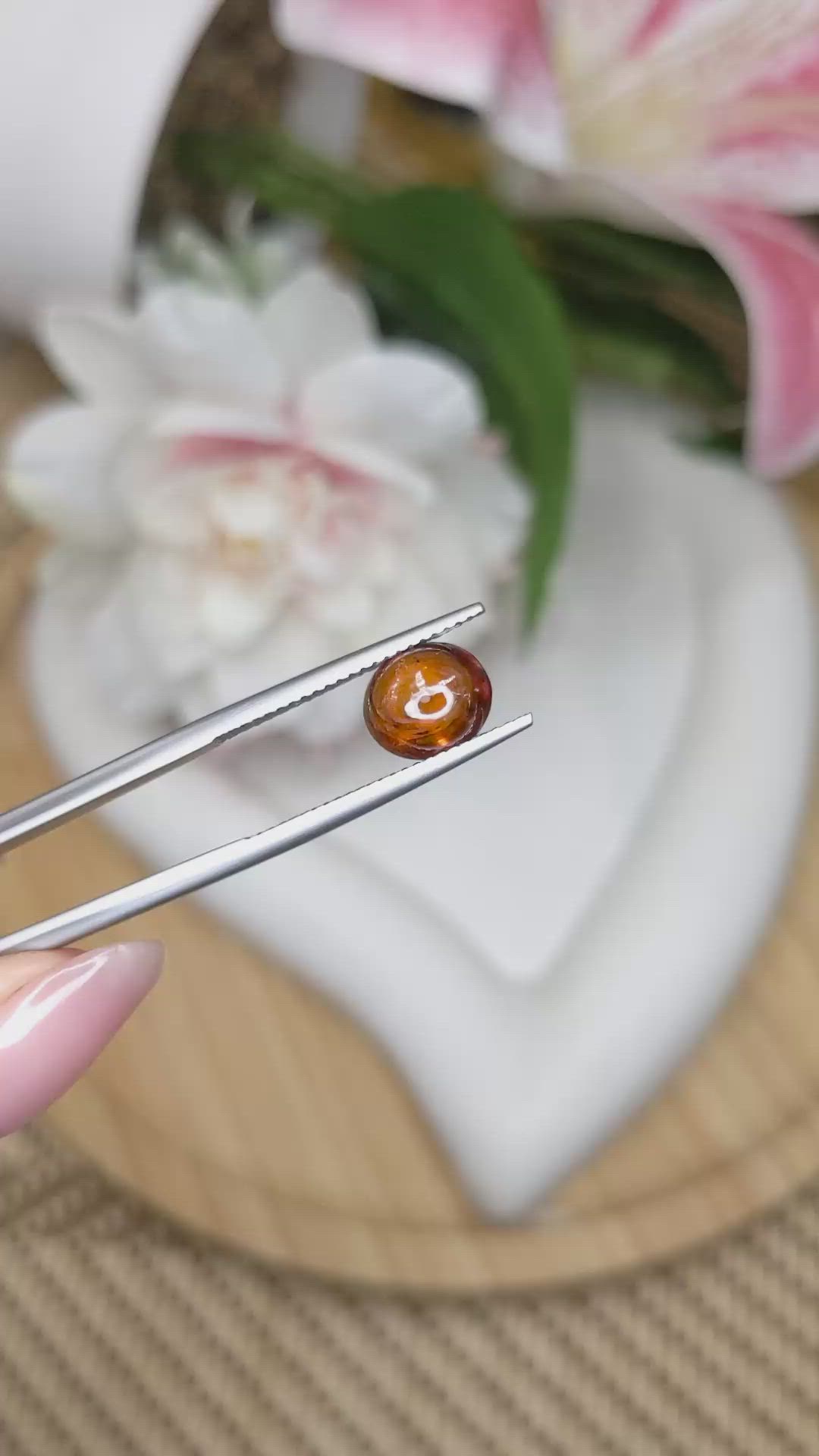 2.48 Ct. Orange Cabochon Hessonite Garnet from Madagascar Size Video
