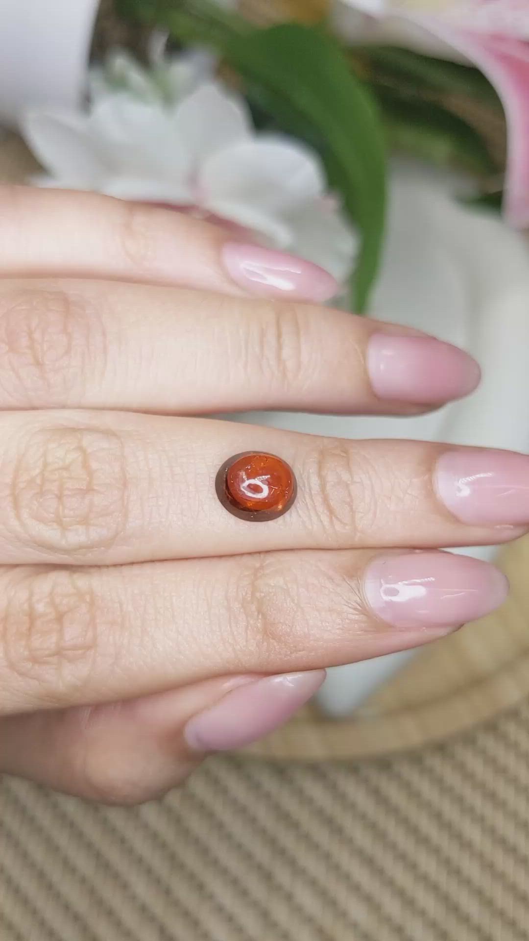 2.48 Ct. Orange Cabochon Hessonite Garnet from Madagascar Size Video