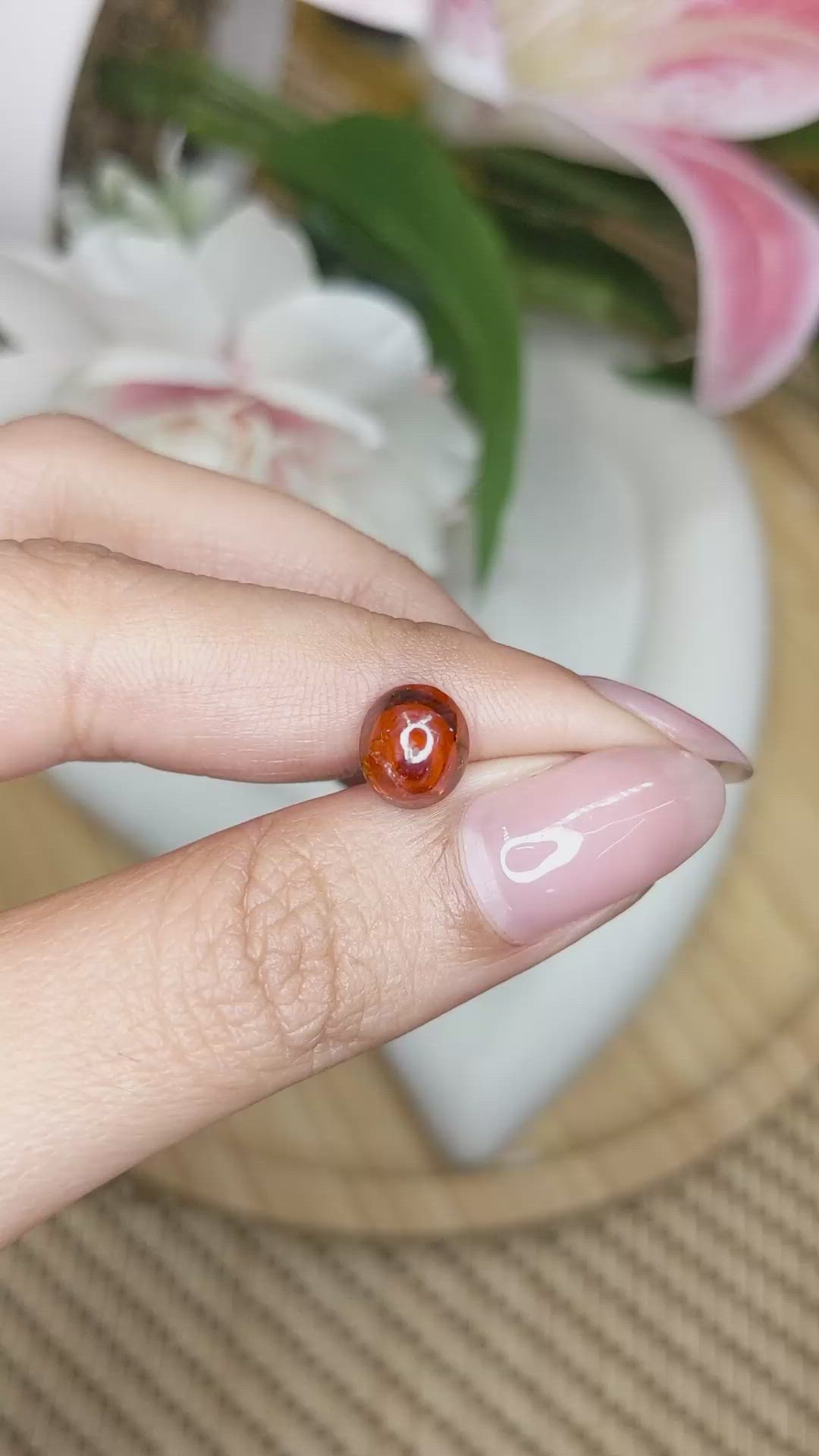 2.48 Ct. Orange Cabochon Hessonite Garnet from Madagascar Size Video