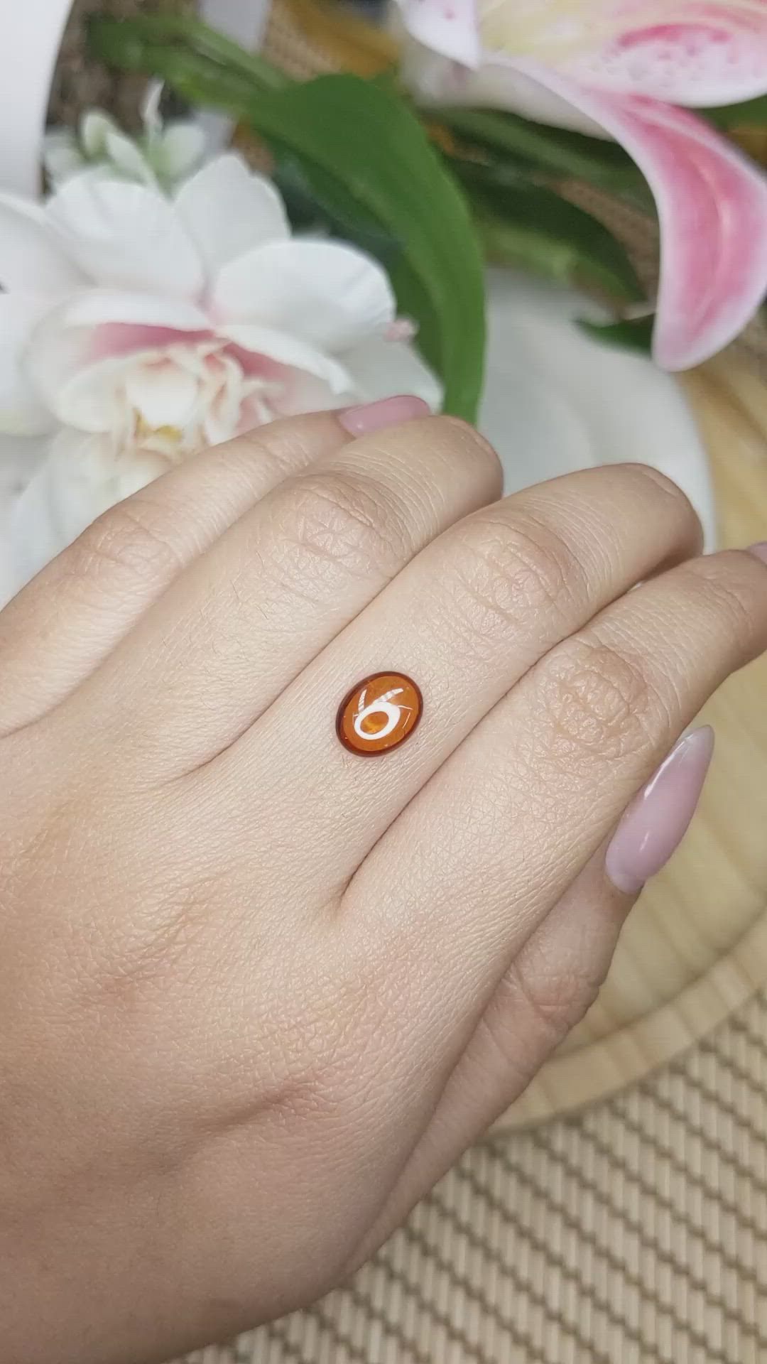 2.01 Ct. Orange Cabochon Hessonite Garnet from Madagascar Size Video