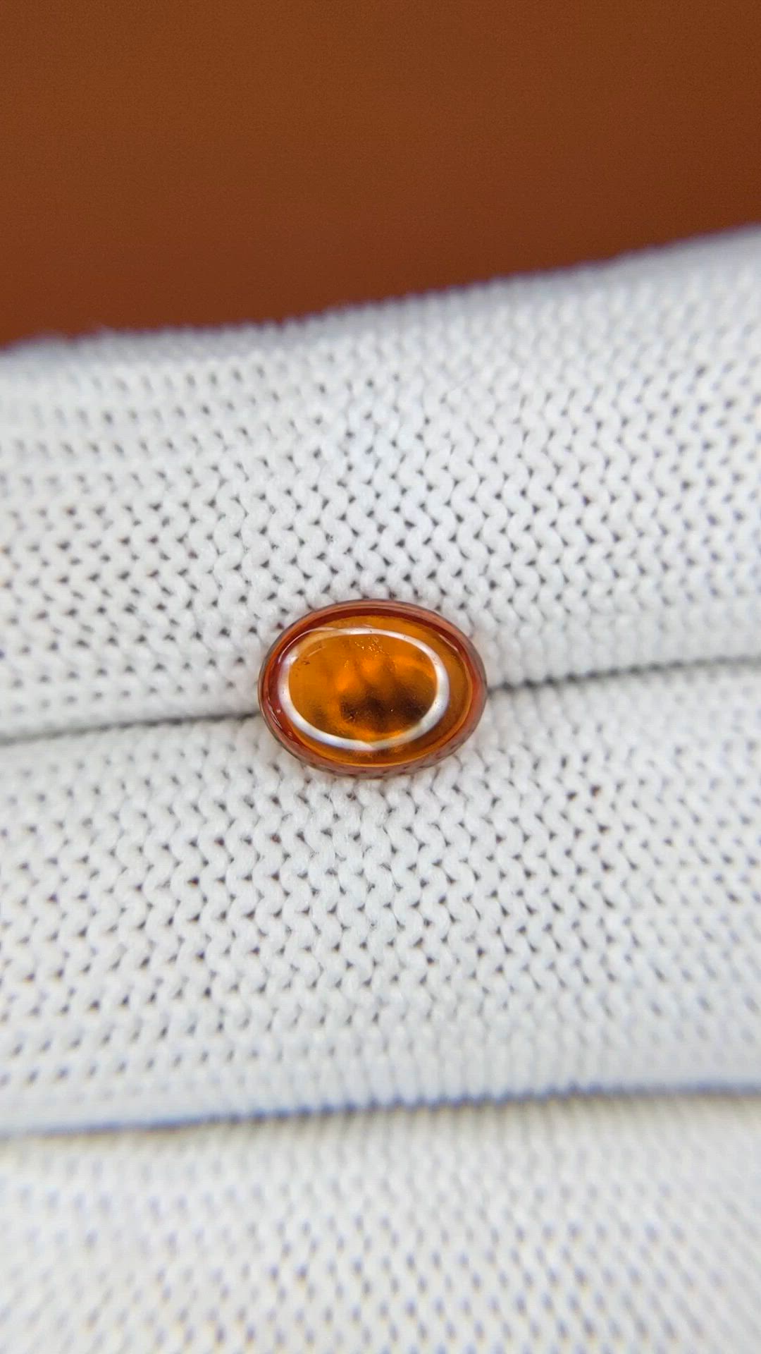 2.01 Ct. Orange Cabochon Hessonite Garnet from Madagascar Size Video