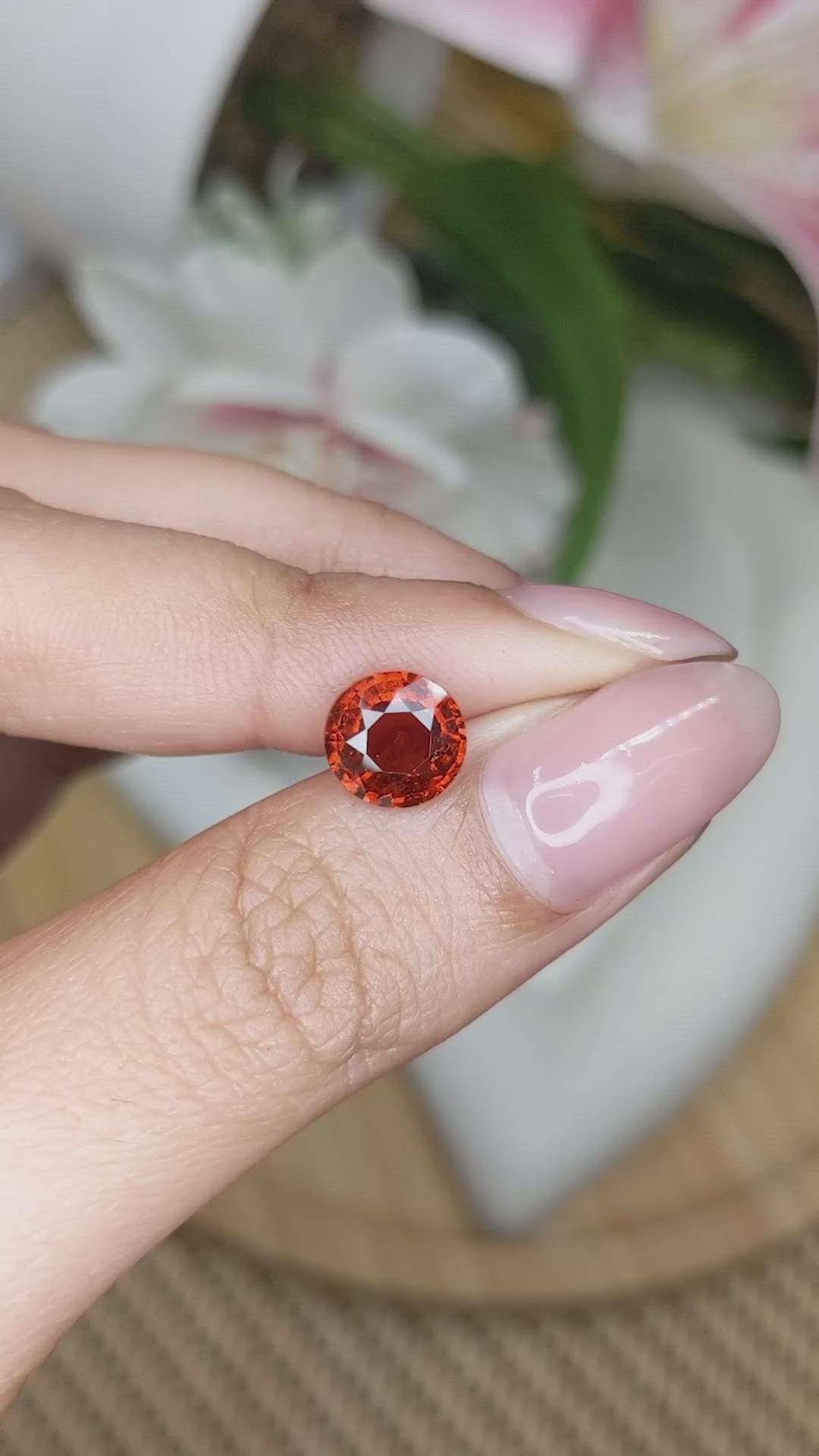 2.05 Ct. Reddish Orange Hessonite Garnet from Madagascar Size Video