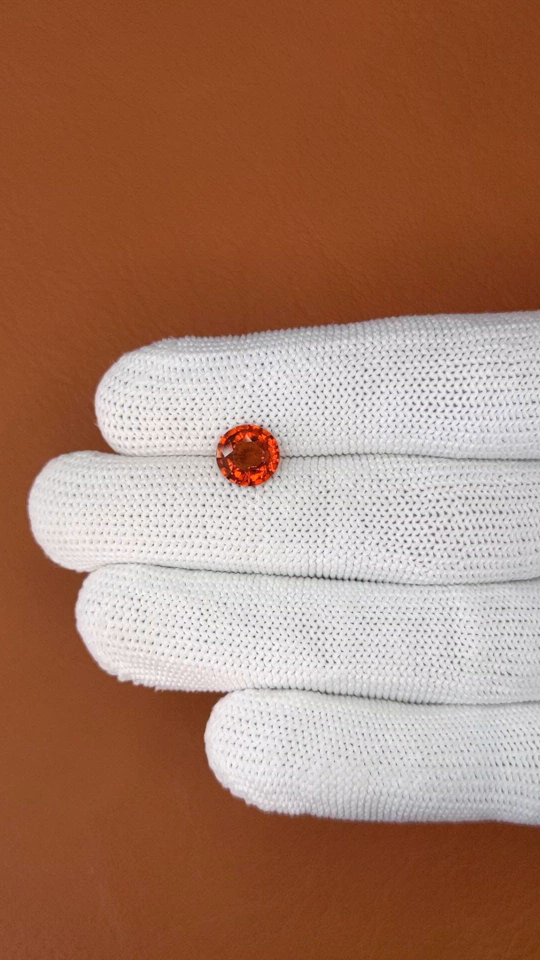 2.05 Ct. Reddish Orange Hessonite Garnet from Madagascar Size Video