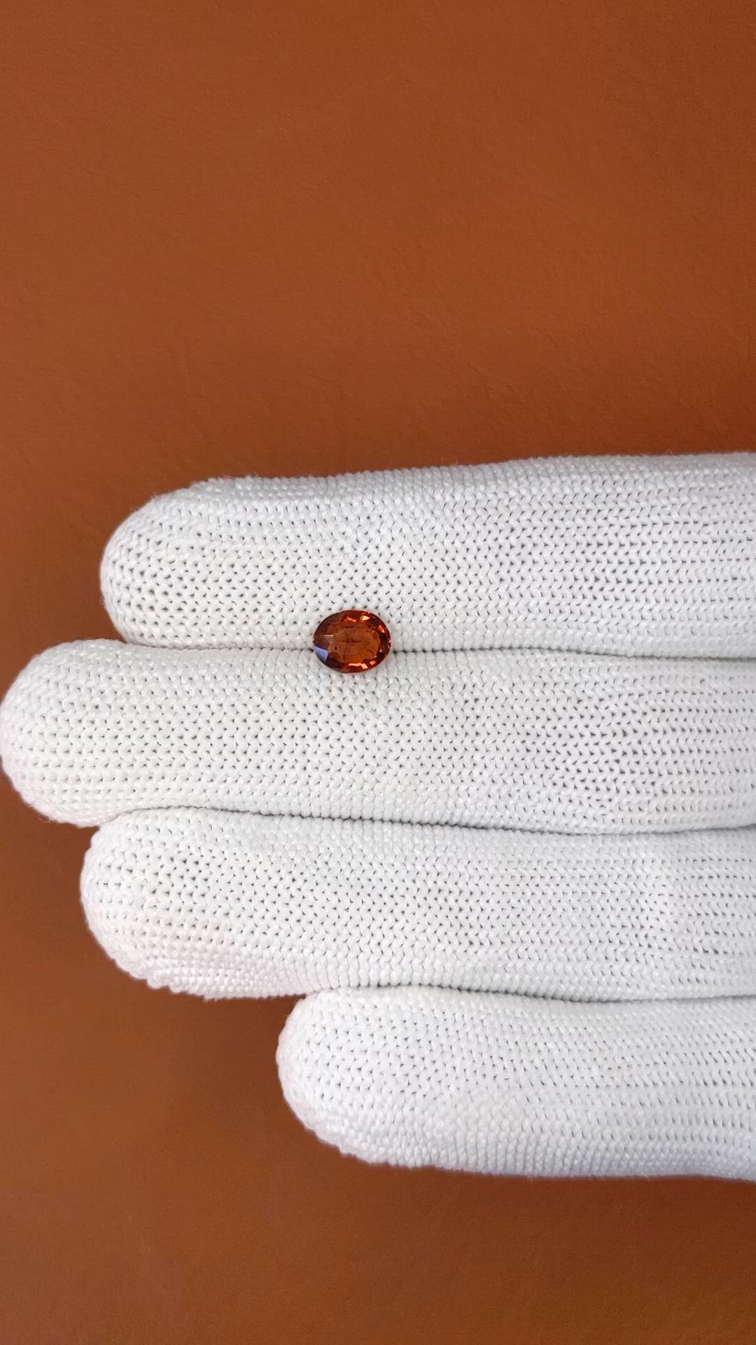 1.08 Ct. Reddish Orange Hessonite Garnet from Madagascar Size Video