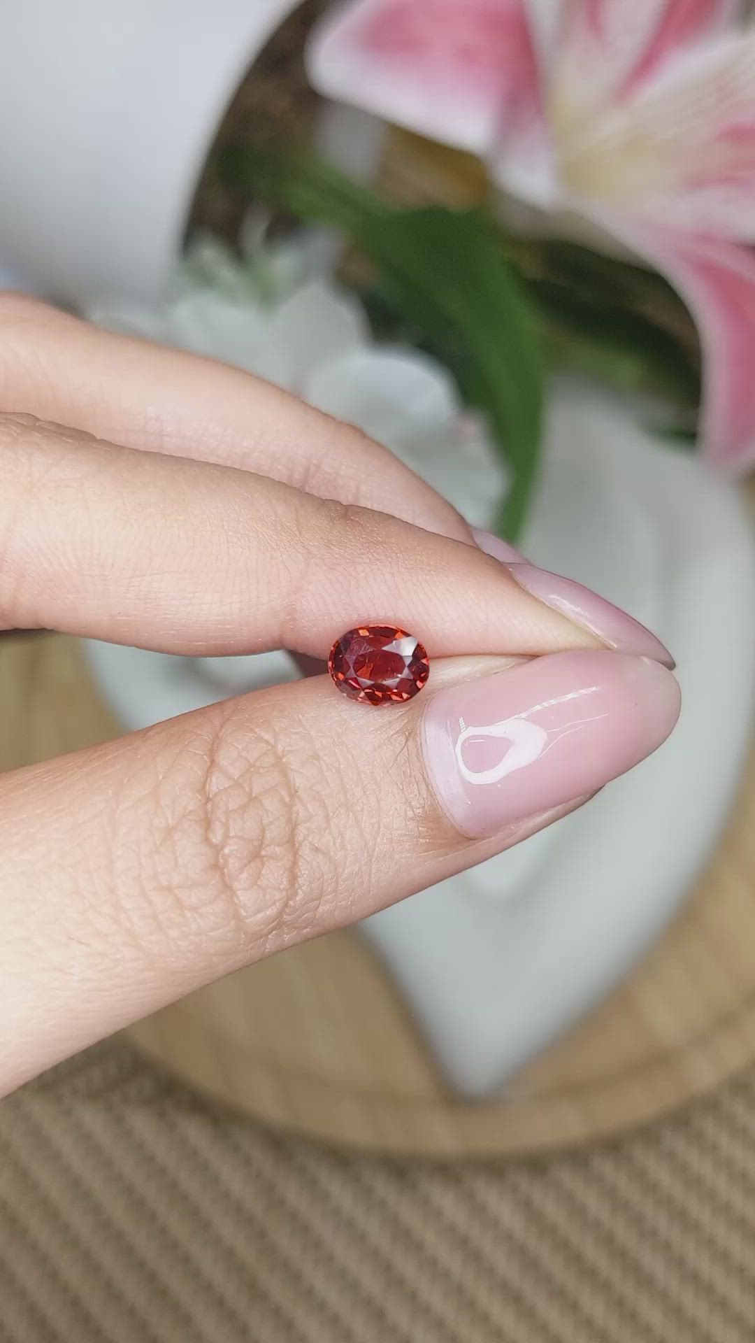 1.08 Ct. Reddish Orange Hessonite Garnet from Madagascar Size Video