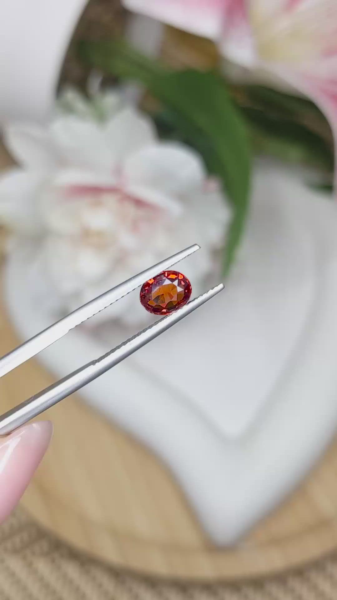 1.08 Ct. Reddish Orange Hessonite Garnet from Madagascar Size Video