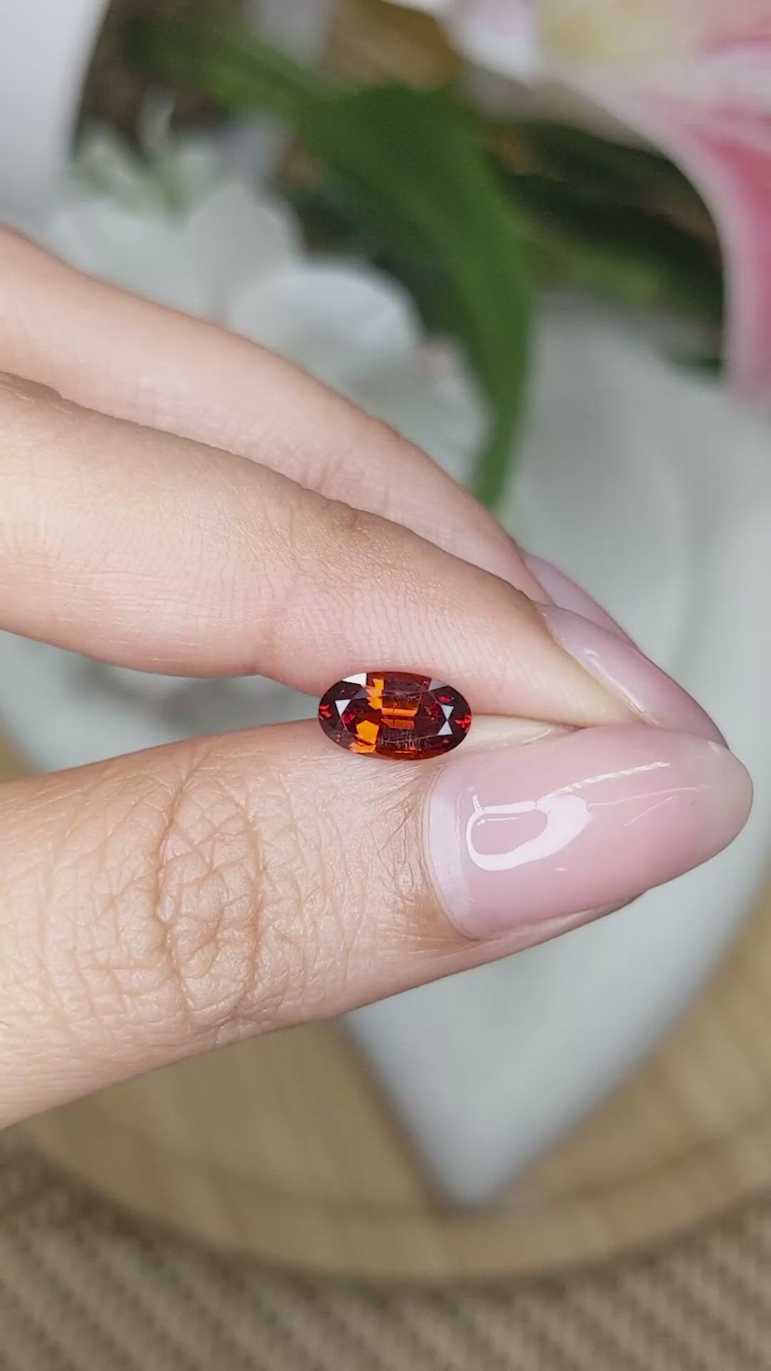 1.03 Ct. Reddish Orange Hessonite Garnet from Madagascar Size Video