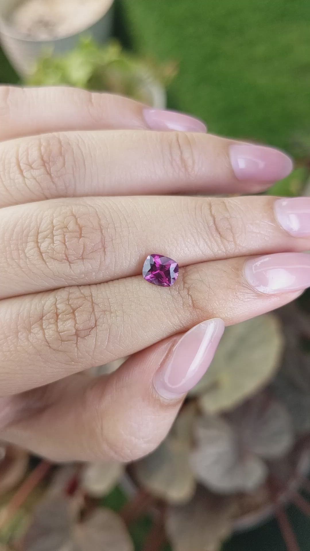 1.06 Ct. Pinkish Purple Rhodolite Garnet from Ceylon (Sri Lanka) Size Video