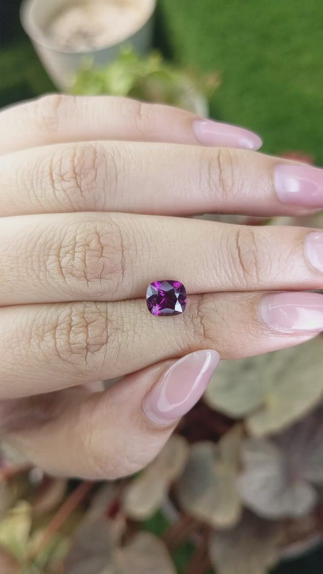 1.71 Ct. Pinkish Purple Rhodolite Garnet from Ceylon (Sri Lanka) Size Video