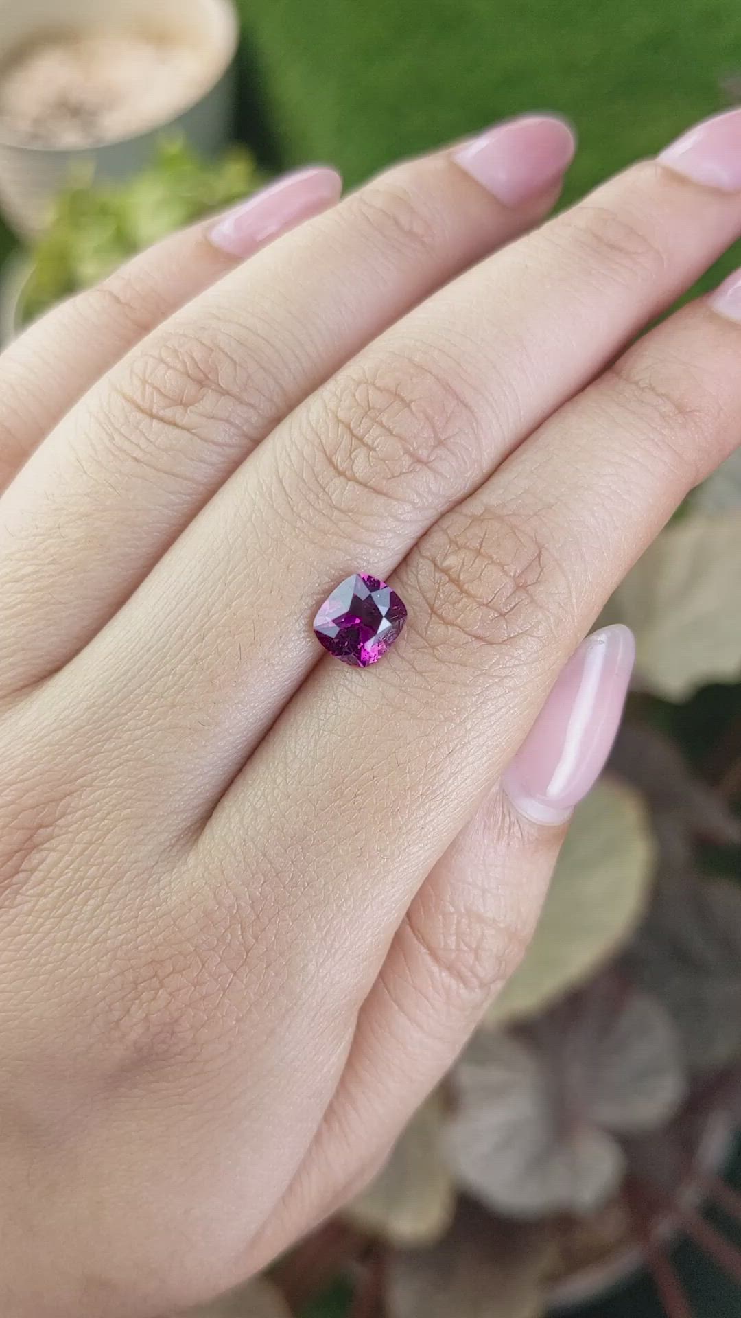 1.71 Ct. Pinkish Purple Rhodolite Garnet from Ceylon (Sri Lanka) Size Video