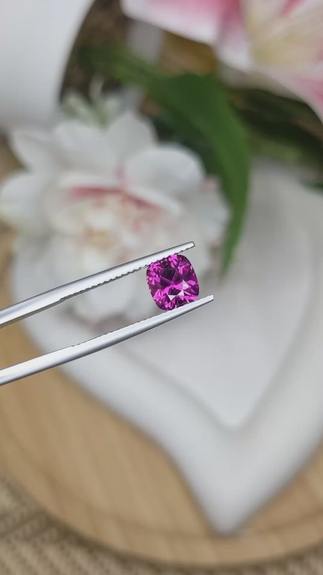 1.71 Ct. Pinkish Purple Rhodolite Garnet from Ceylon (Sri Lanka) Size Video