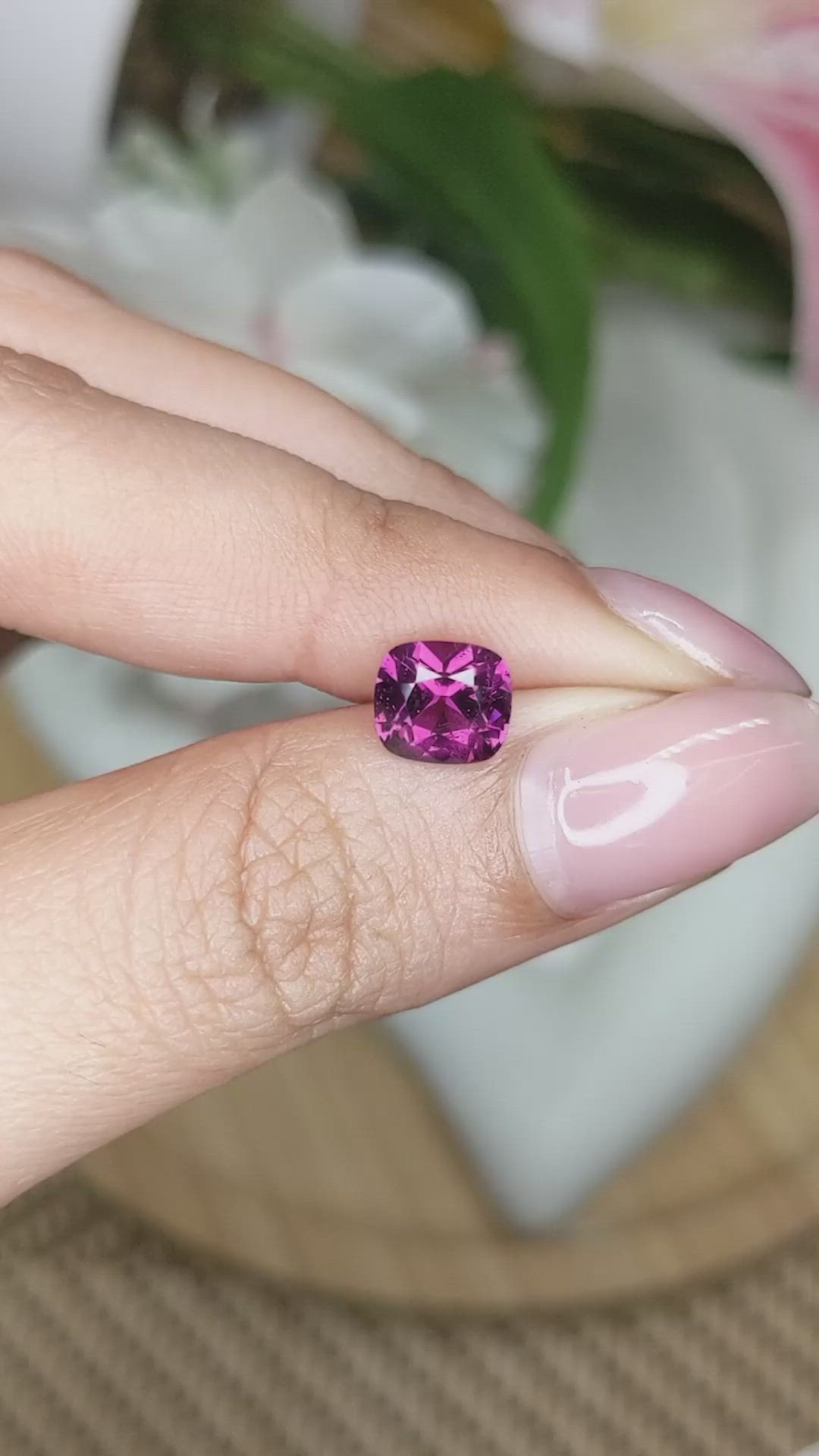 1.71 Ct. Pinkish Purple Rhodolite Garnet from Ceylon (Sri Lanka) Size Video