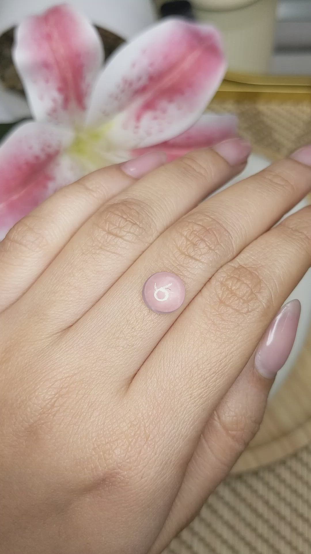 2.95 Ct. Pink Cabochon Rose Quartz from Ceylon (Sri Lanka) Size Video