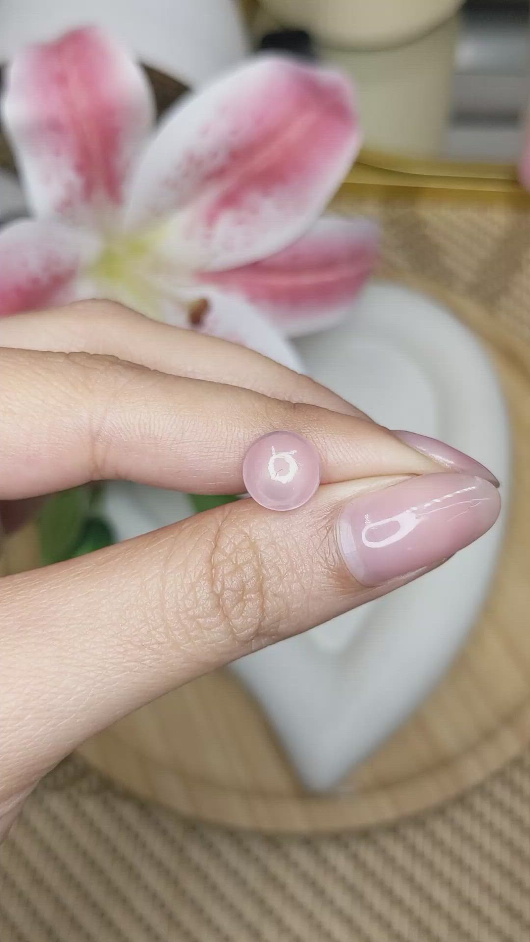 2.95 Ct. Pink Cabochon Rose Quartz from Ceylon (Sri Lanka) Size Video