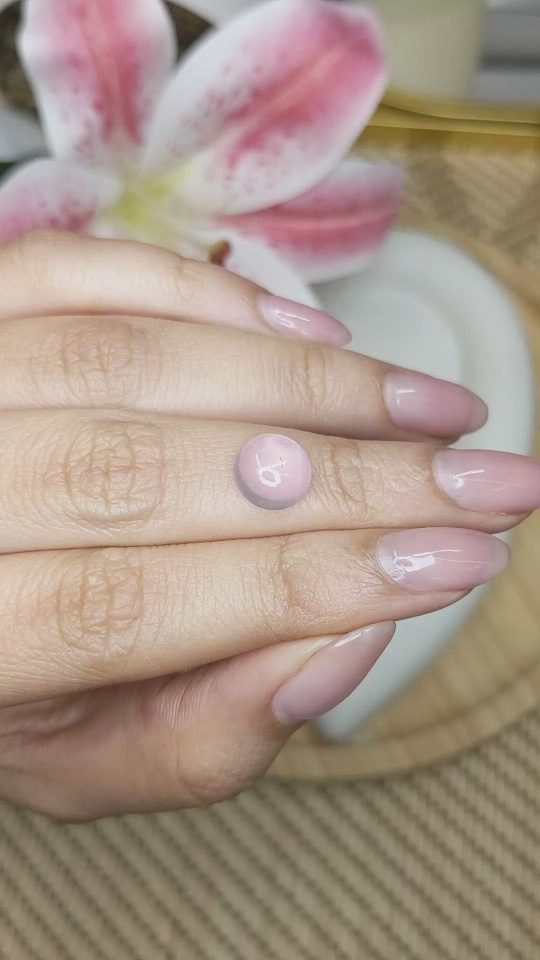 2.95 Ct. Pink Cabochon Rose Quartz from Ceylon (Sri Lanka) Size Video