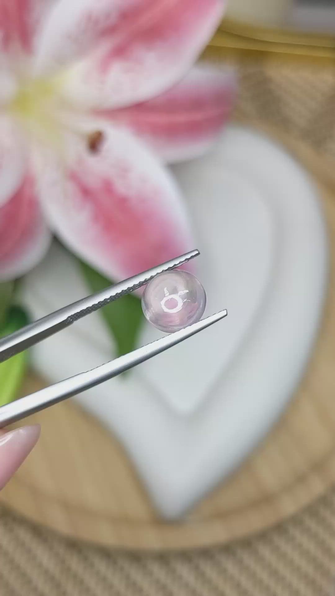 2.38 Ct. Pink Cabochon Rose Quartz from Ceylon (Sri Lanka) Size Video