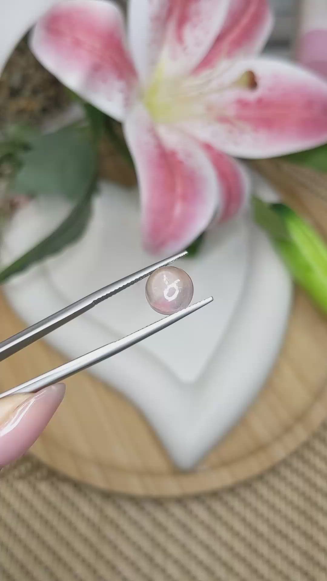 2.68 Ct. Pink Cabochon Rose Quartz from Ceylon (Sri Lanka) Size Video