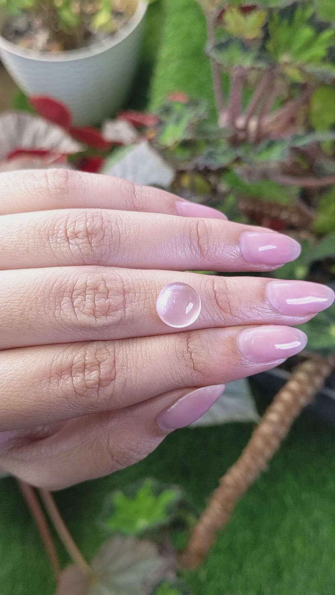 3.59 Ct. Pink Cabochon Rose Quartz from Ceylon (Sri Lanka) Size Video