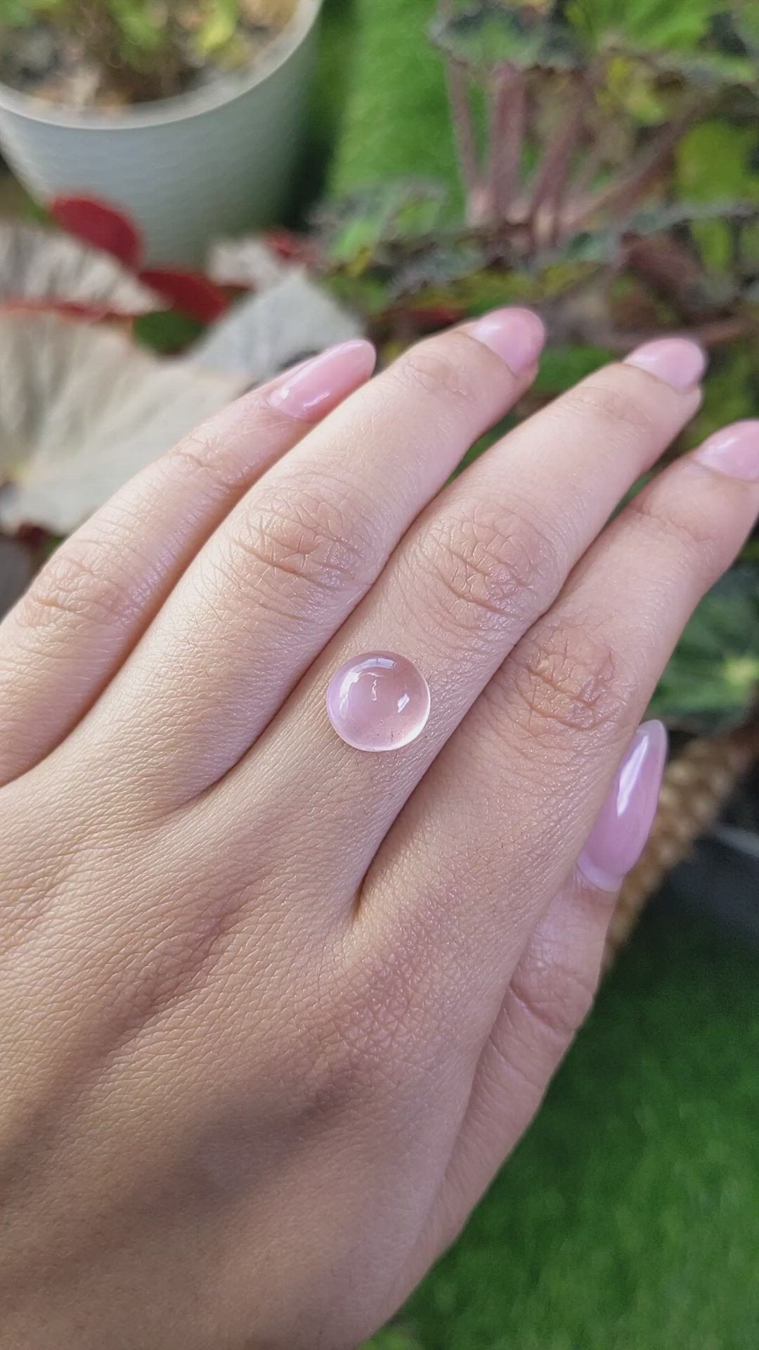 3.59 Ct. Pink Cabochon Rose Quartz from Ceylon (Sri Lanka) Size Video