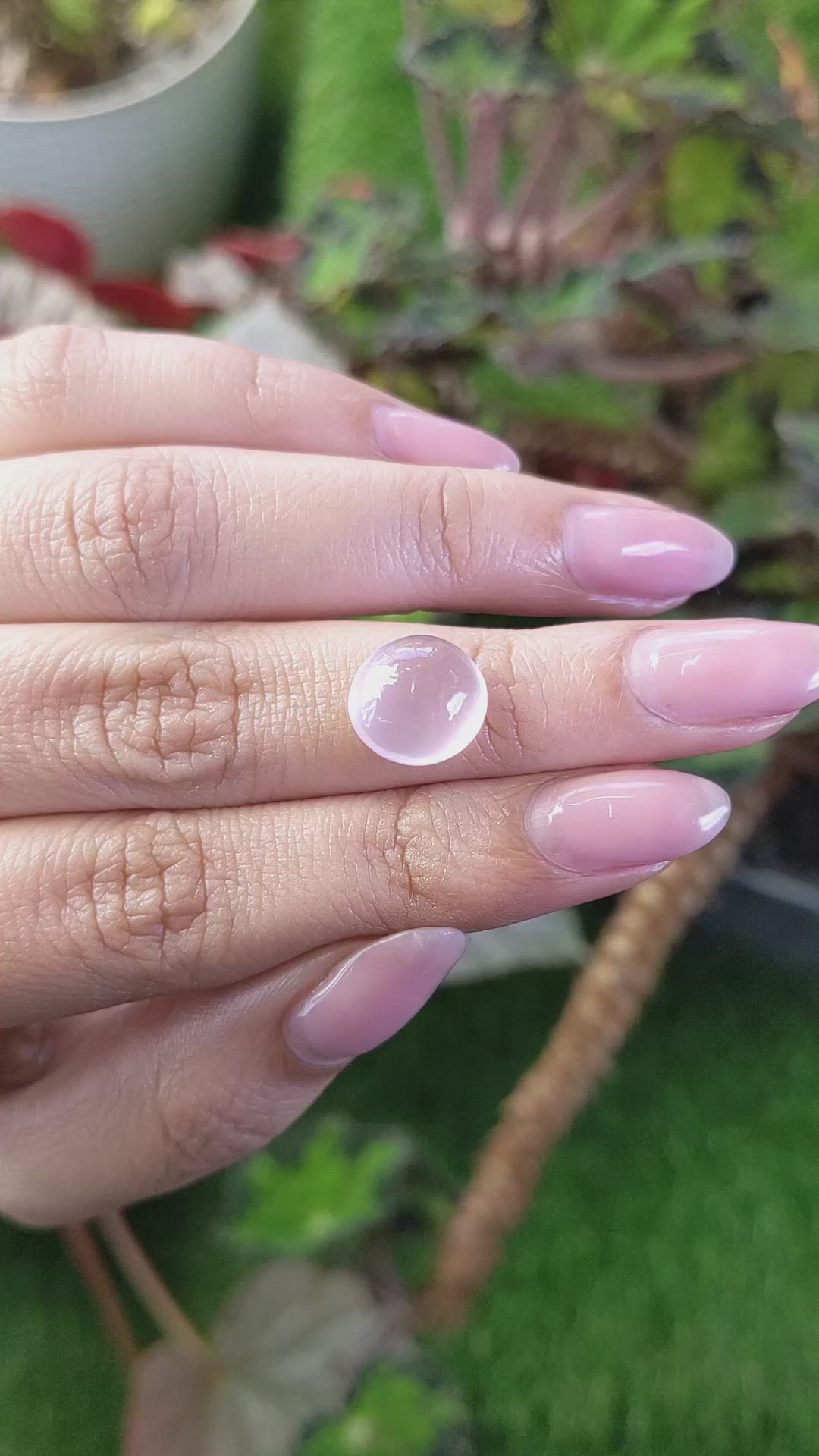 4.77 Ct. Purplish Pink Cabochon Rose Quartz from Ceylon (Sri Lanka) Size Video