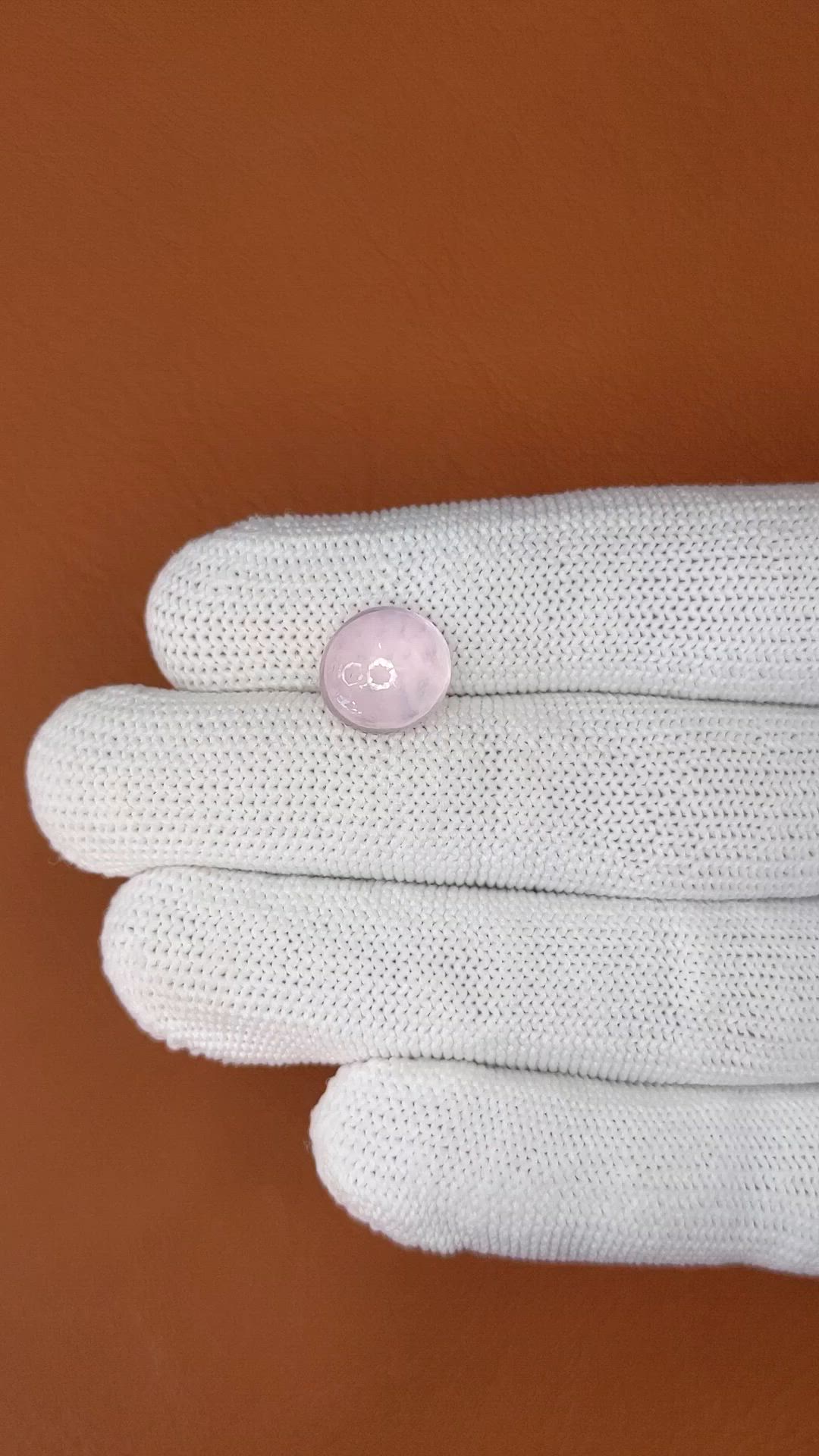 4.77 Ct. Purplish Pink Cabochon Rose Quartz from Ceylon (Sri Lanka) Size Video