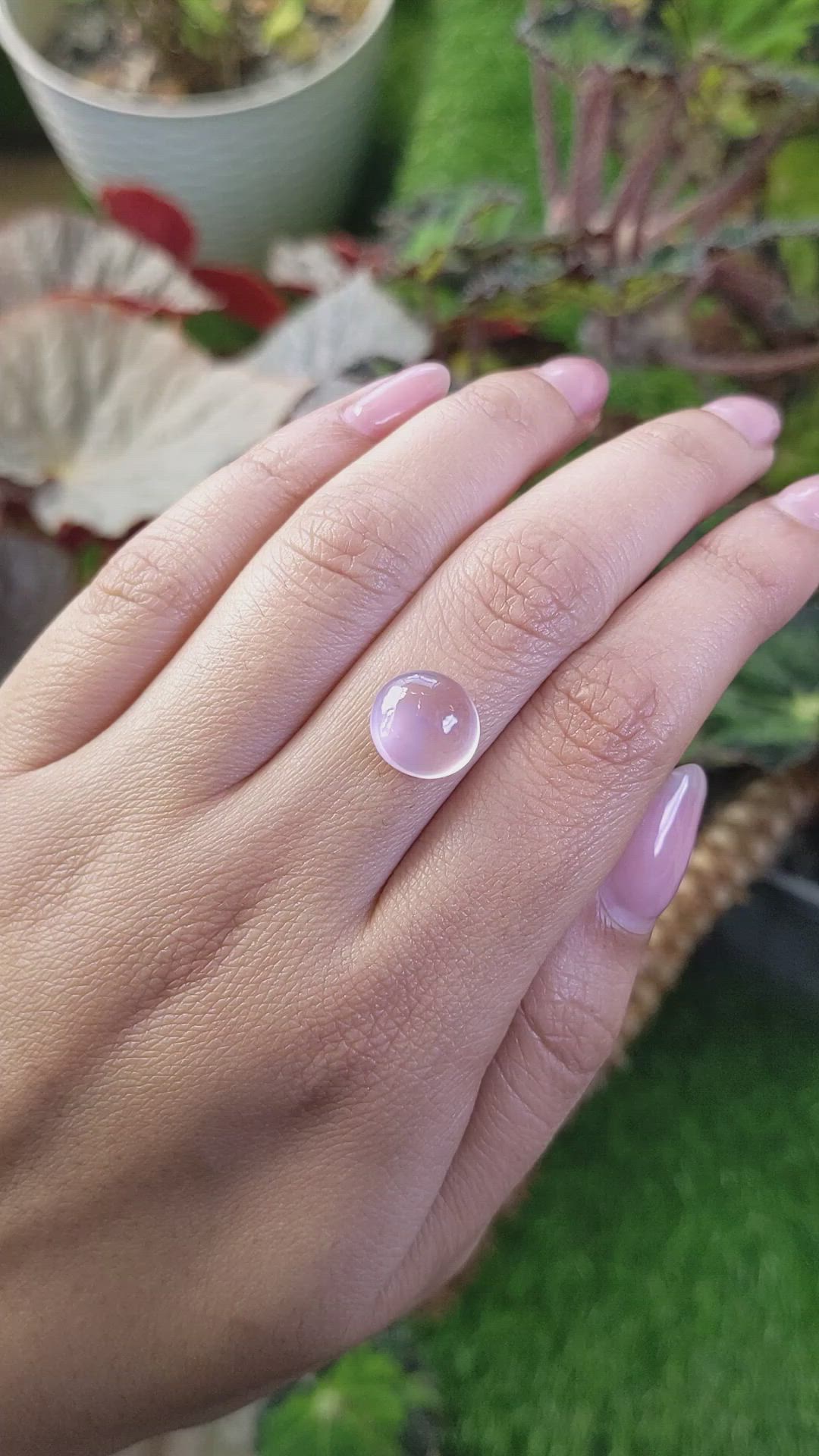 4.77 Ct. Purplish Pink Cabochon Rose Quartz from Ceylon (Sri Lanka) Size Video