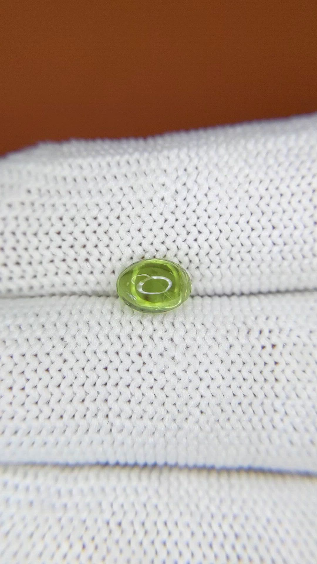 1.12 Ct. Green (Lime Green) Cabochon Peridot from Ceylon (Sri Lanka) Size Video
