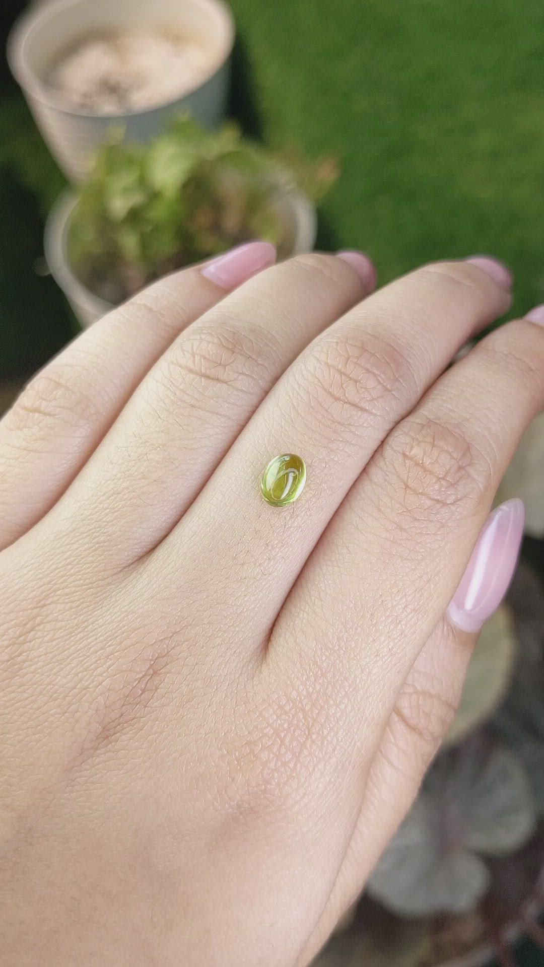 1.18 Ct. Green (Lime Green) Cabochon Peridot from Ceylon (Sri Lanka) Size Video