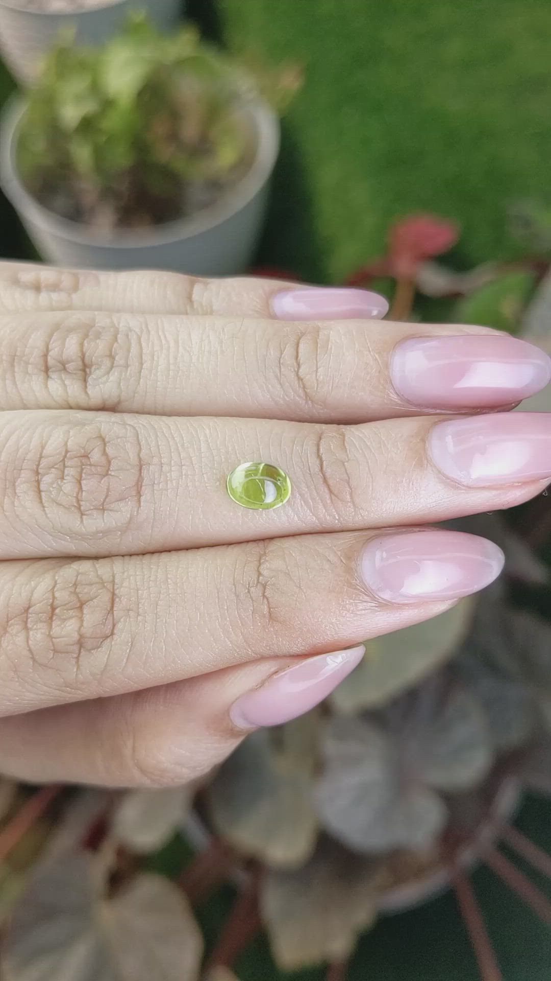 1.18 Ct. Green (Lime Green) Cabochon Peridot from Ceylon (Sri Lanka) Size Video