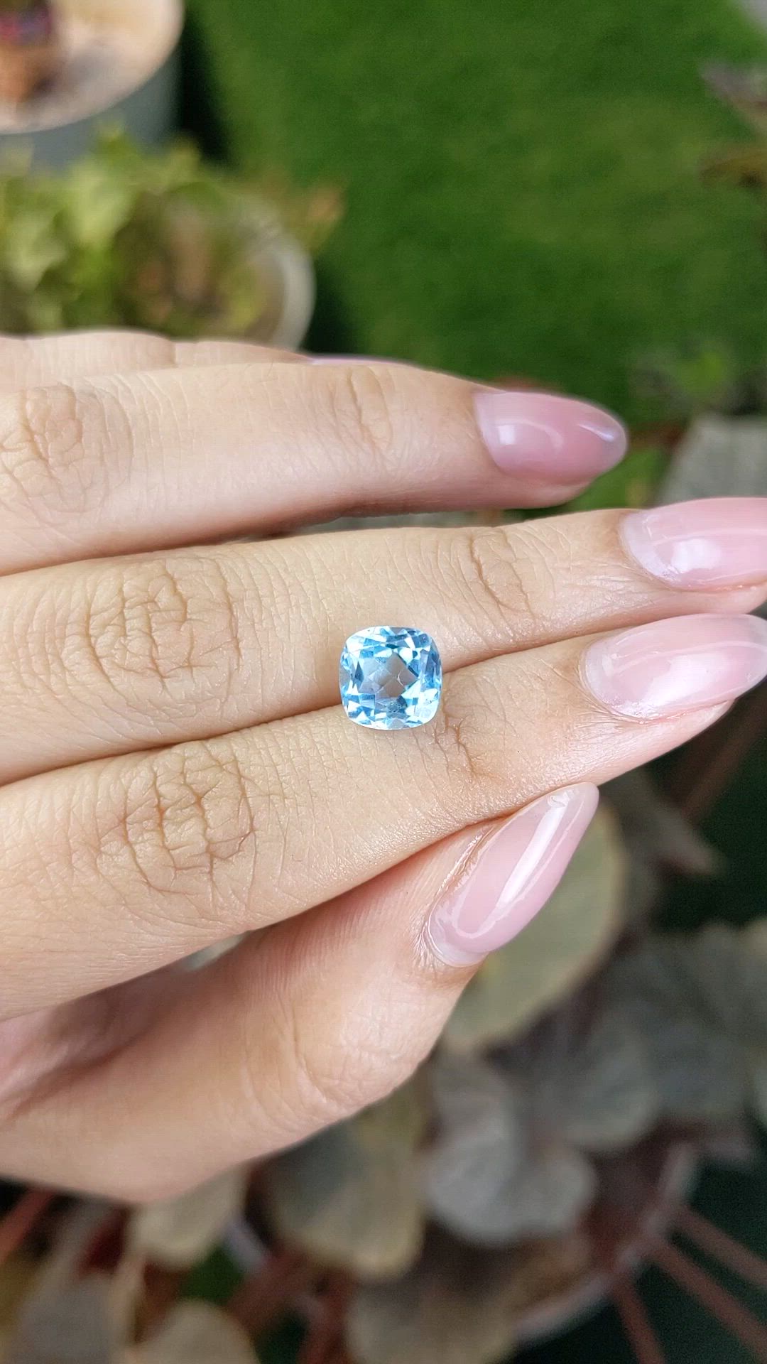 3.18 Ct. Swiss Blue Topaz from Ceylon (Sri Lanka) Size Video