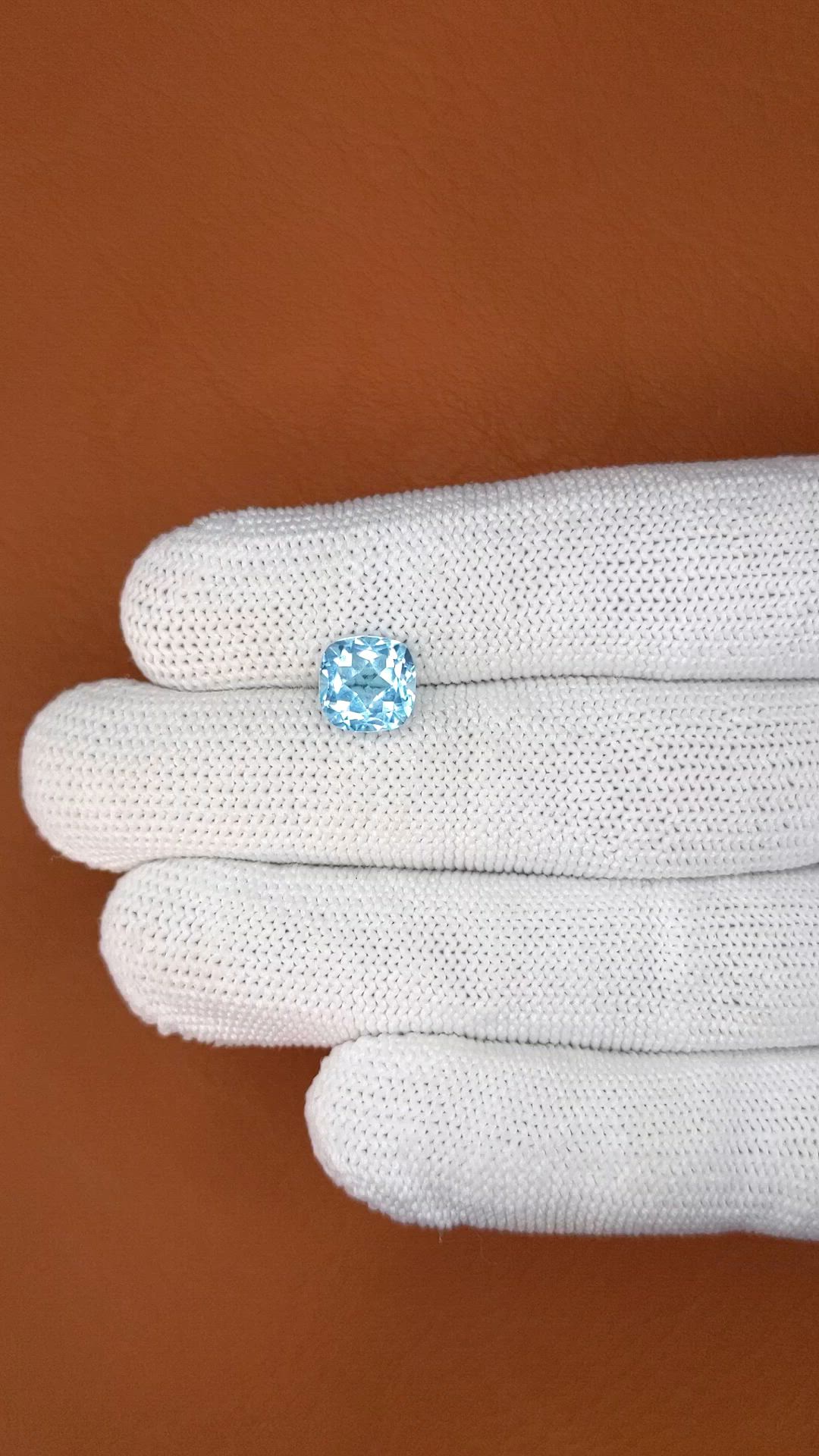 3.18 Ct. Swiss Blue Topaz from Ceylon (Sri Lanka) Size Video