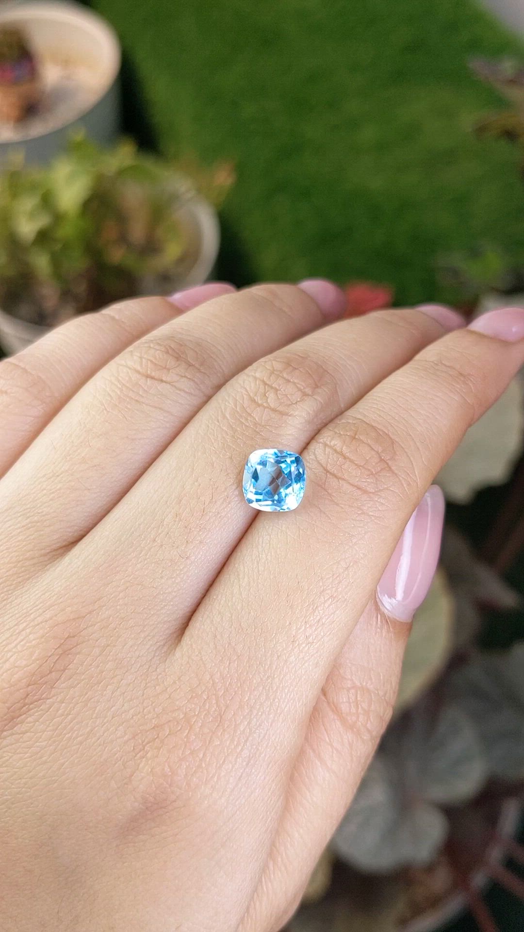 3.18 Ct. Swiss Blue Topaz from Ceylon (Sri Lanka) Size Video