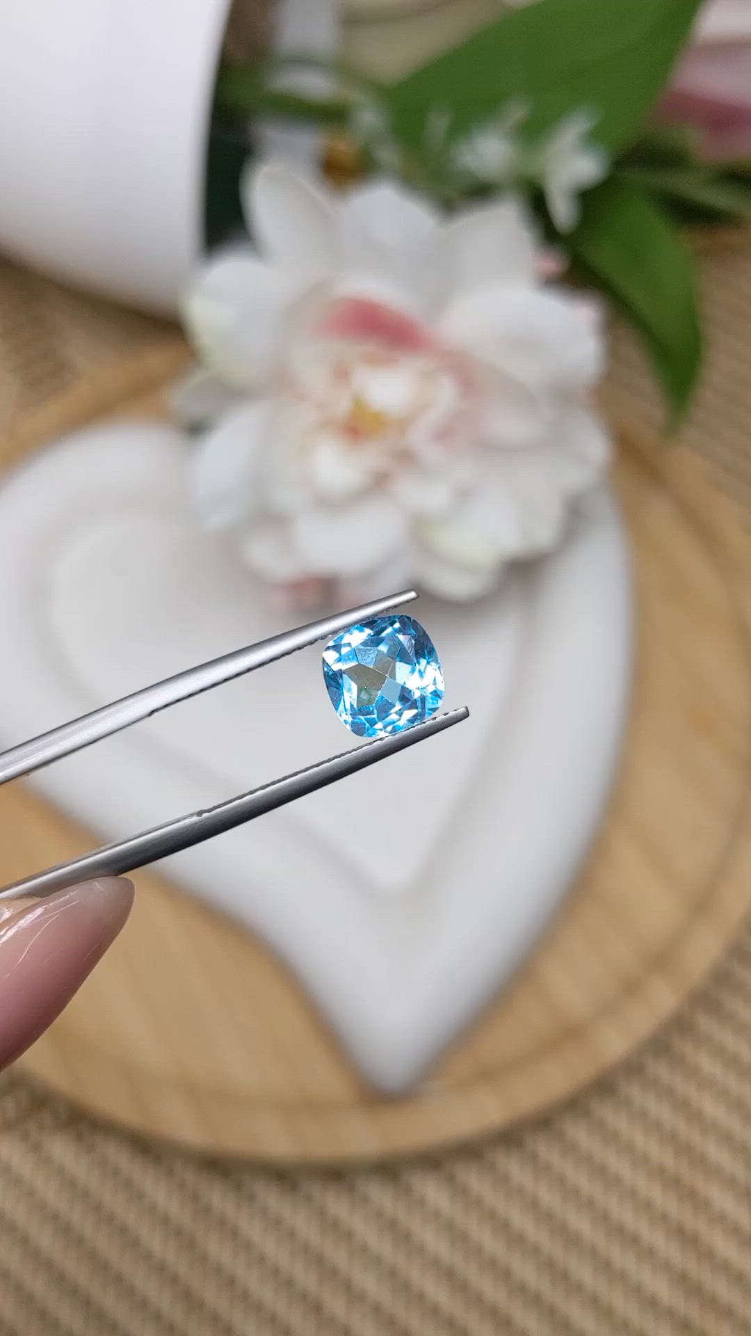 3.18 Ct. Swiss Blue Topaz from Ceylon (Sri Lanka) Size Video