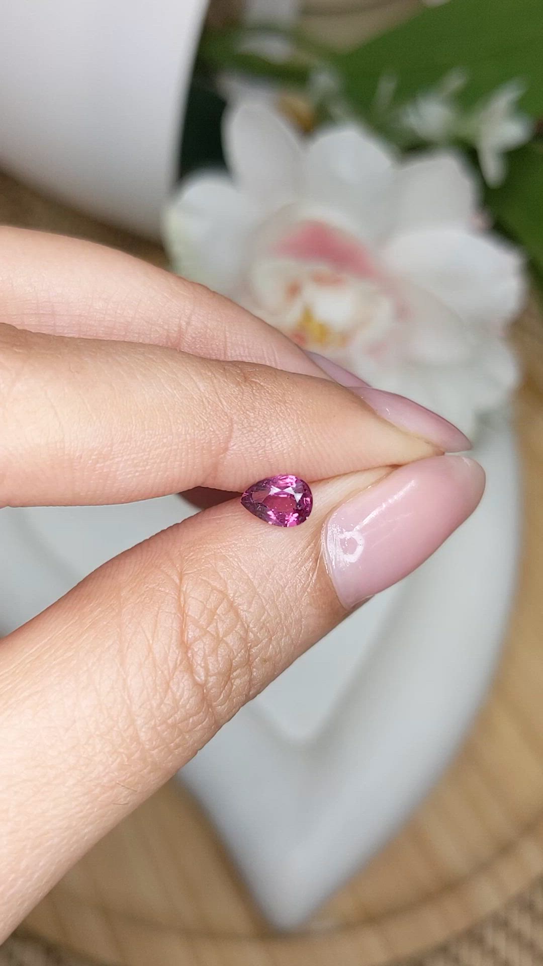 0.69 Ct. Pinkish Purple Rhodolite Garnet from Ceylon (Sri Lanka) Size Video