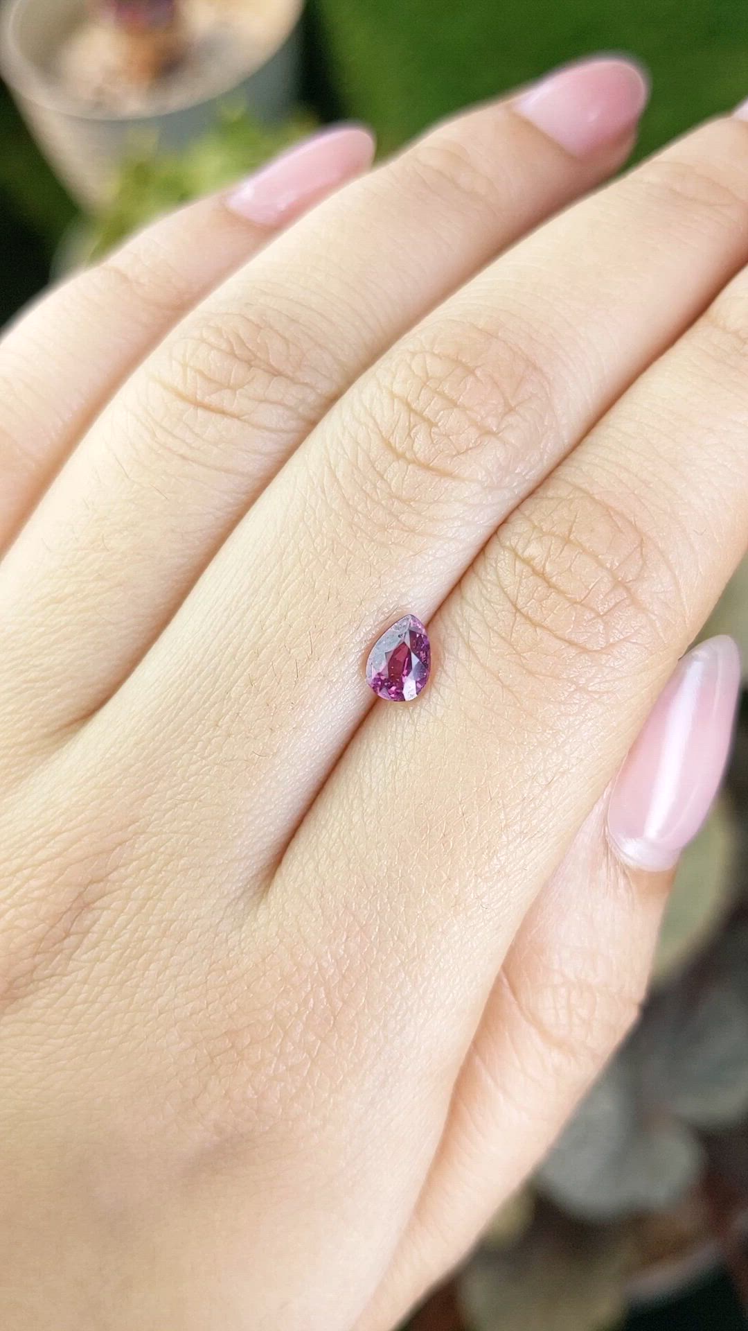 0.69 Ct. Pinkish Purple Rhodolite Garnet from Ceylon (Sri Lanka) Size Video