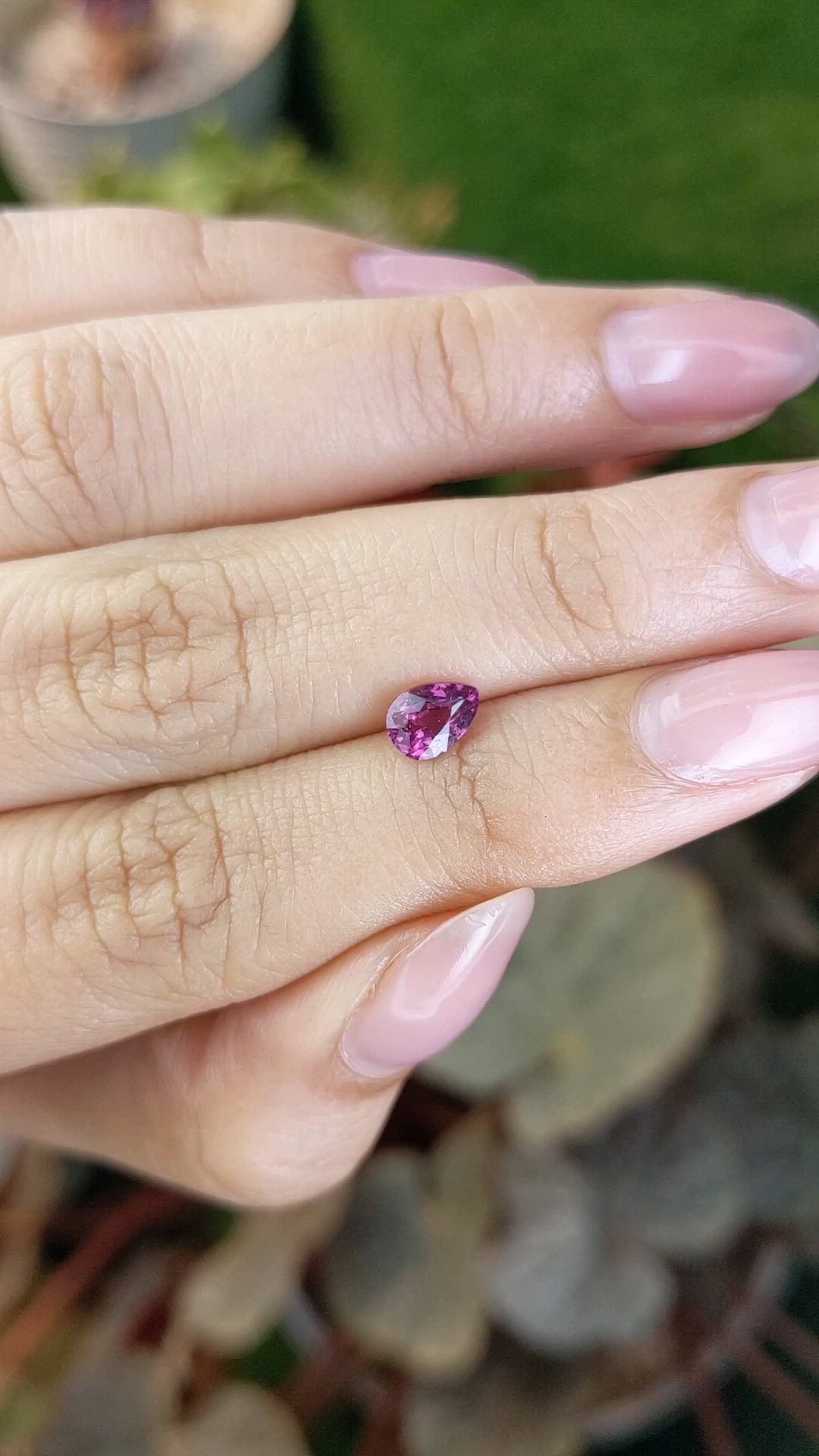 0.69 Ct. Pinkish Purple Rhodolite Garnet from Ceylon (Sri Lanka) Size Video