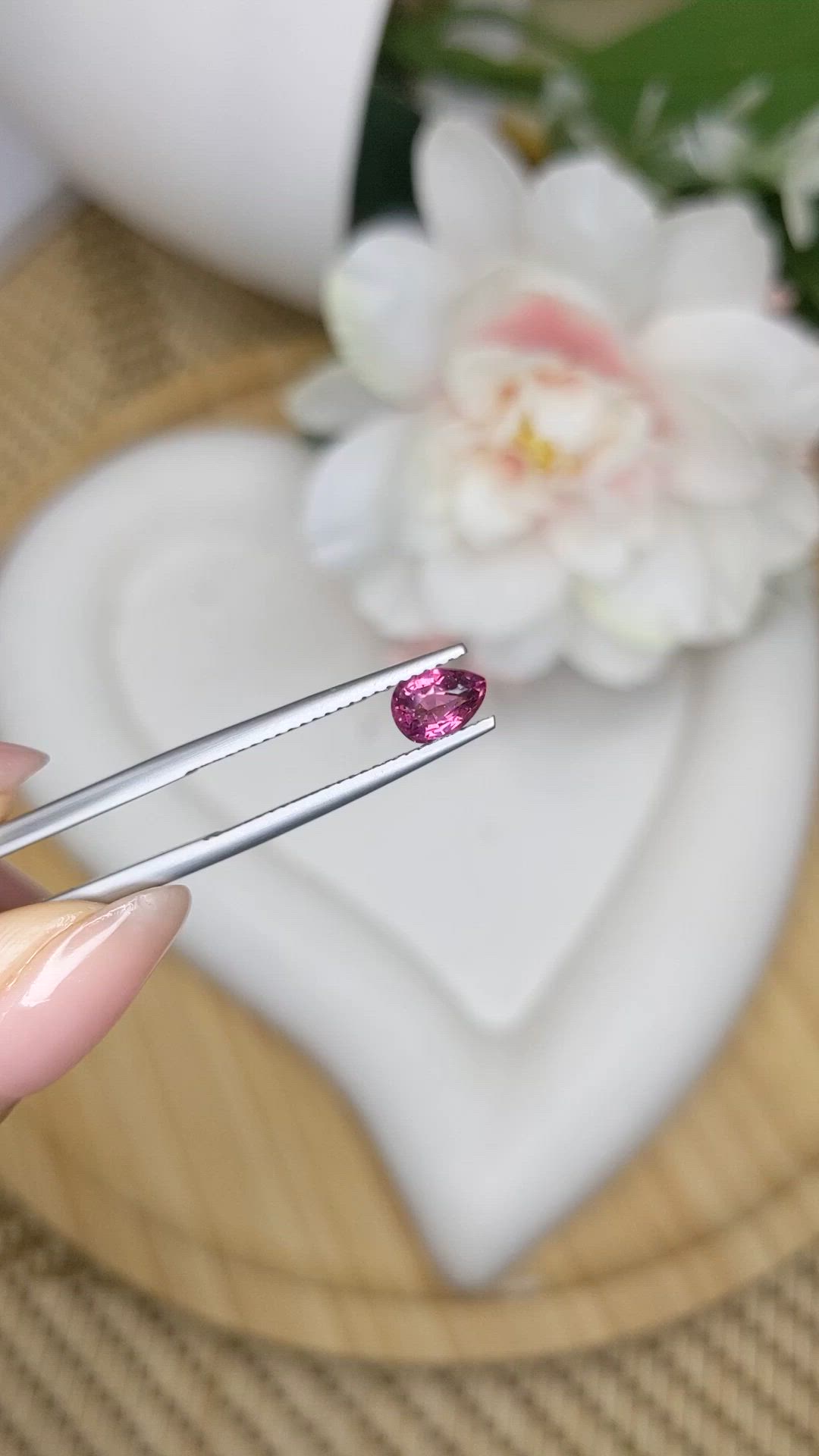 0.69 Ct. Pinkish Purple Rhodolite Garnet from Ceylon (Sri Lanka) Size Video