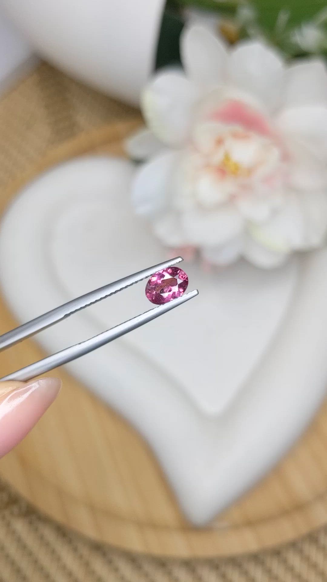 0.79 Ct. Purplish Pink Rhodolite Garnet from Ceylon (Sri Lanka) Size Video