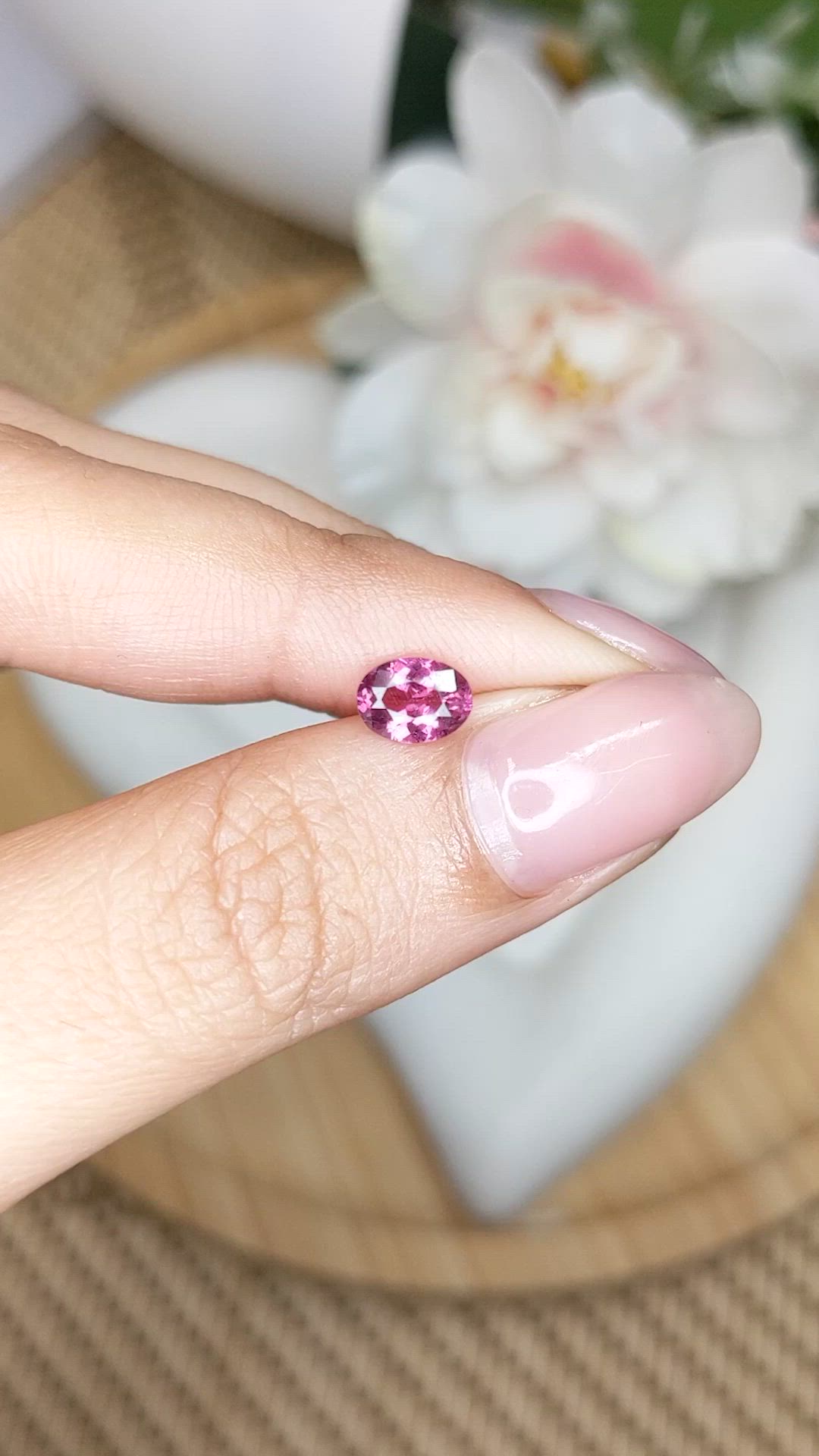 0.79 Ct. Purplish Pink Rhodolite Garnet from Ceylon (Sri Lanka) Size Video