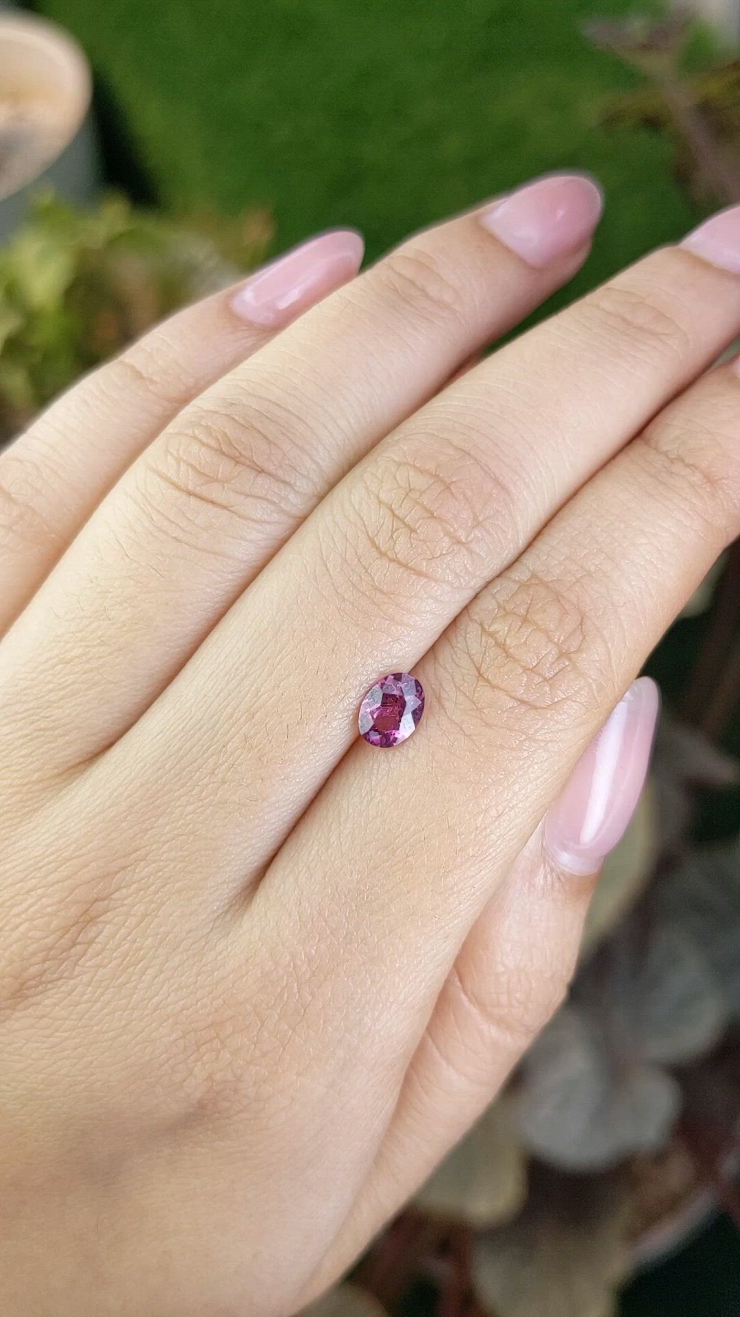 0.79 Ct. Purplish Pink Rhodolite Garnet from Ceylon (Sri Lanka) Size Video