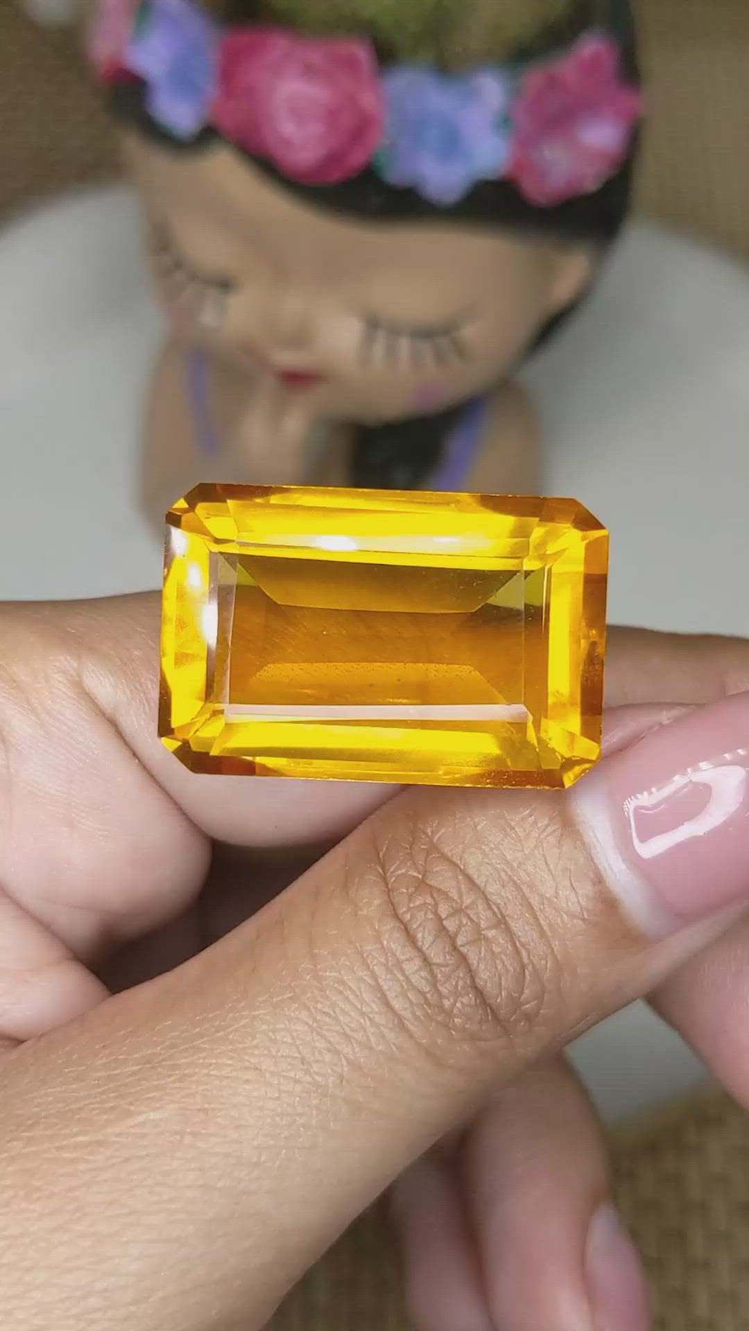 47.71 Ct. Orangish Yellow Citrine from Ceylon (Sri Lanka) Size Video