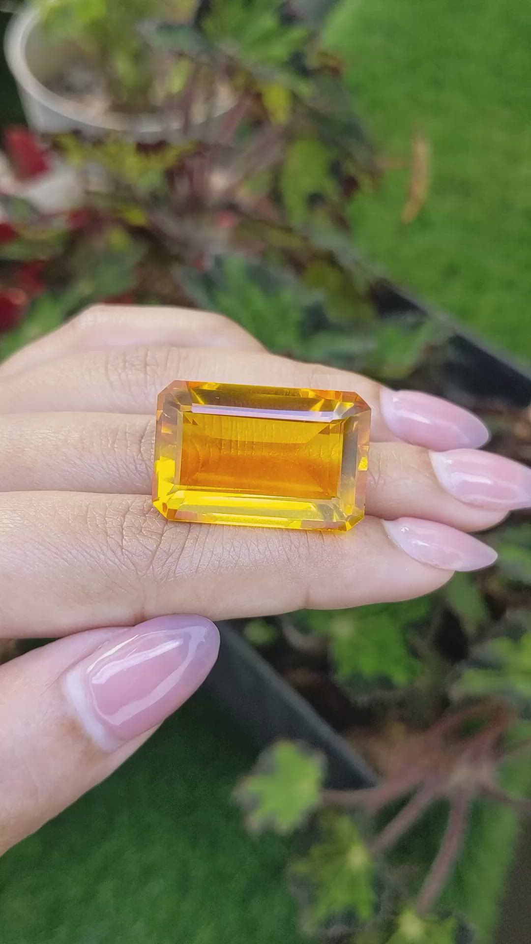 47.71 Ct. Orangish Yellow Citrine from Ceylon (Sri Lanka) Size Video