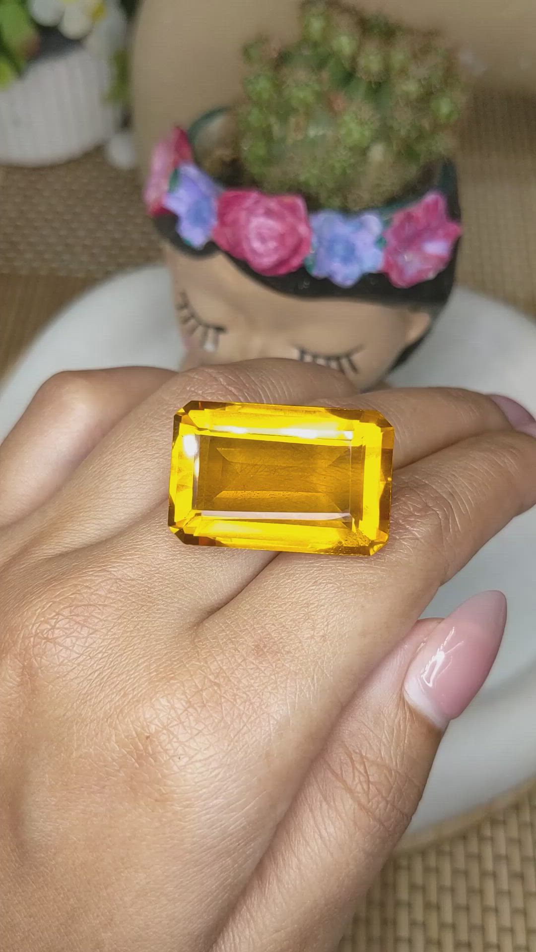 47.71 Ct. Orangish Yellow Citrine from Ceylon (Sri Lanka) Size Video