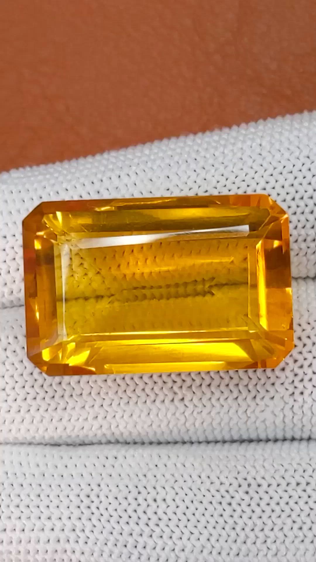 47.71 Ct. Orangish Yellow Citrine from Ceylon (Sri Lanka) Size Video
