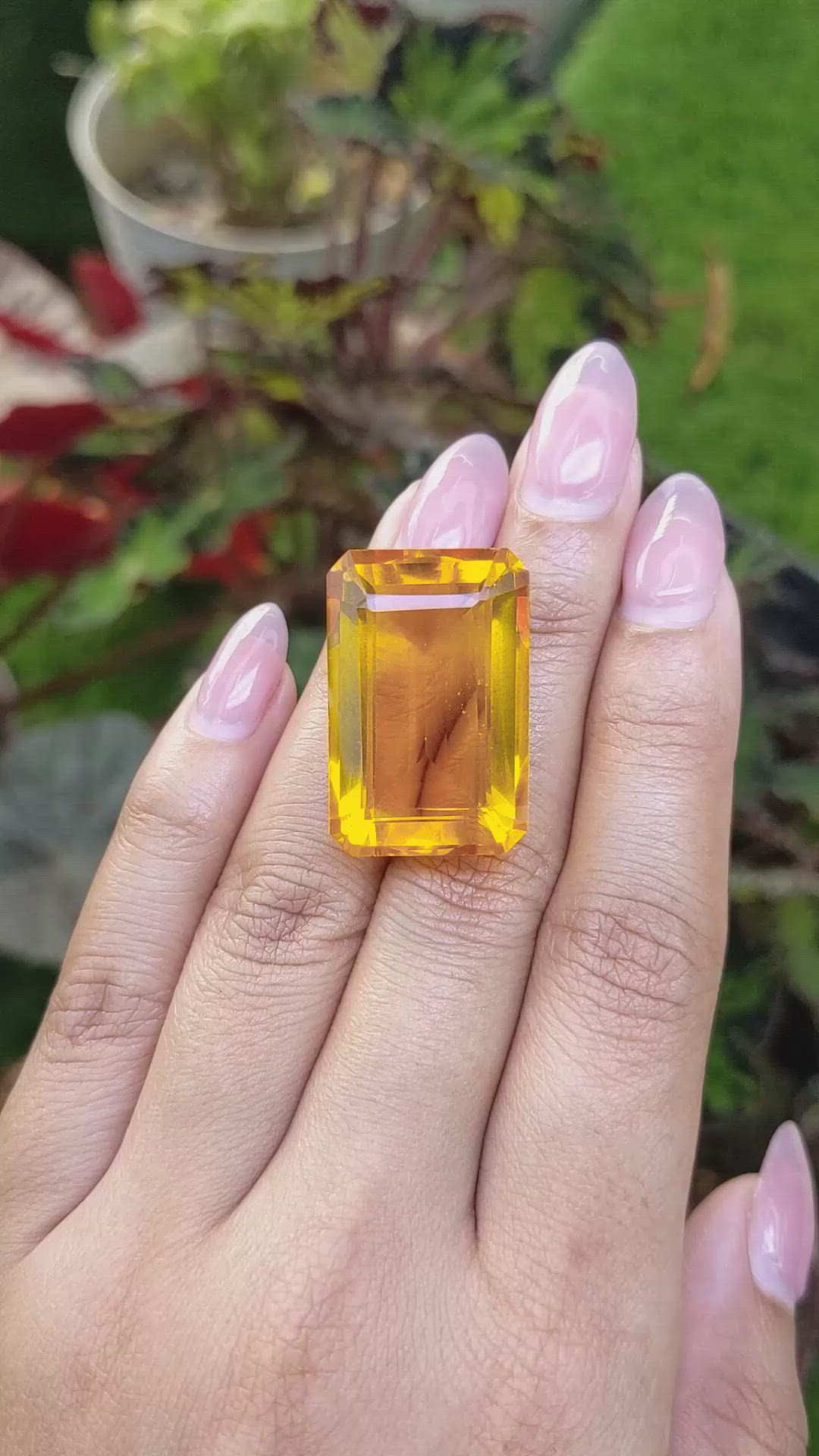 47.71 Ct. Orangish Yellow Citrine from Ceylon (Sri Lanka) Size Video