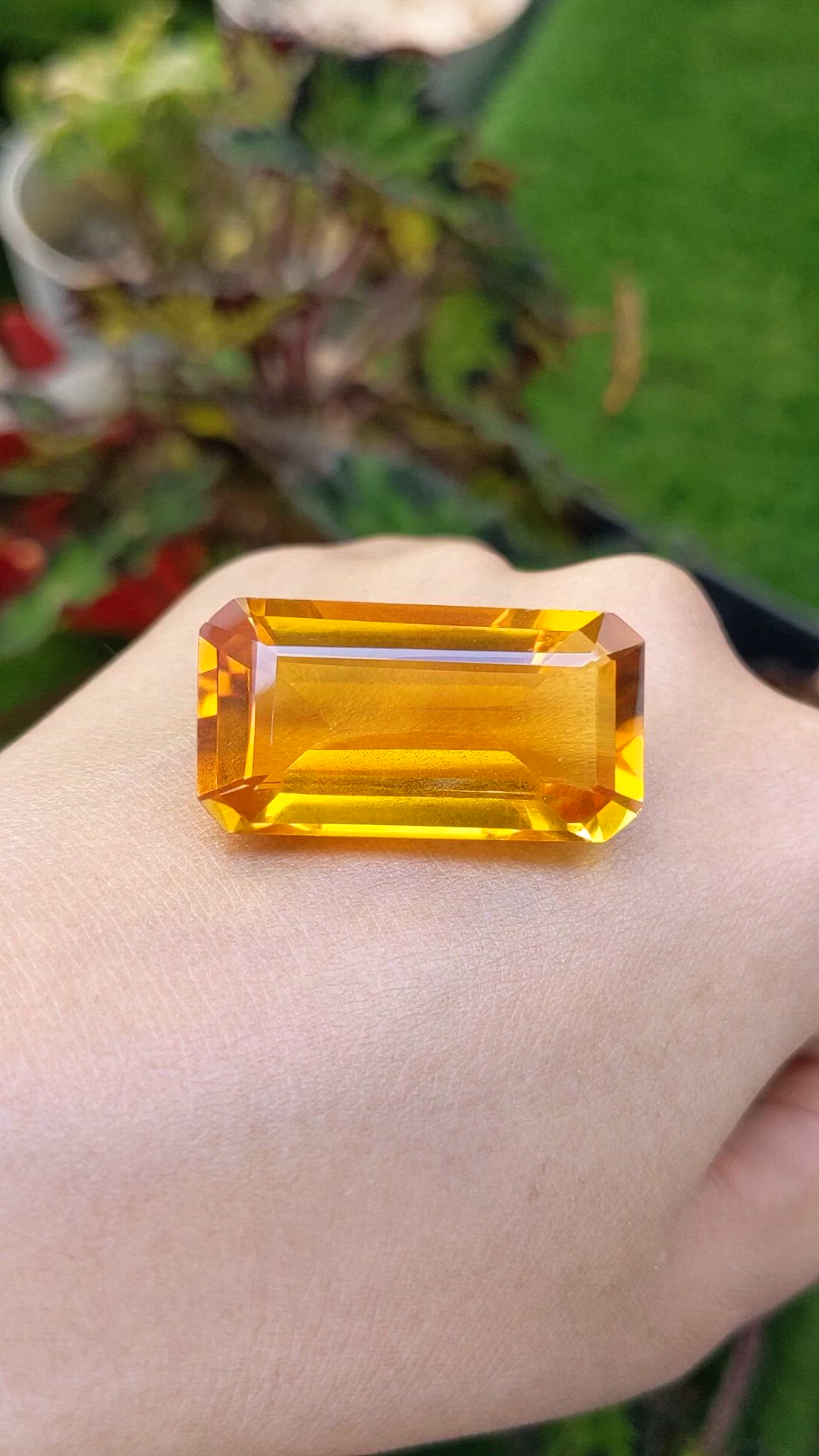 50.68 Ct. Orangish Yellow Citrine from Ceylon (Sri Lanka) Size Video
