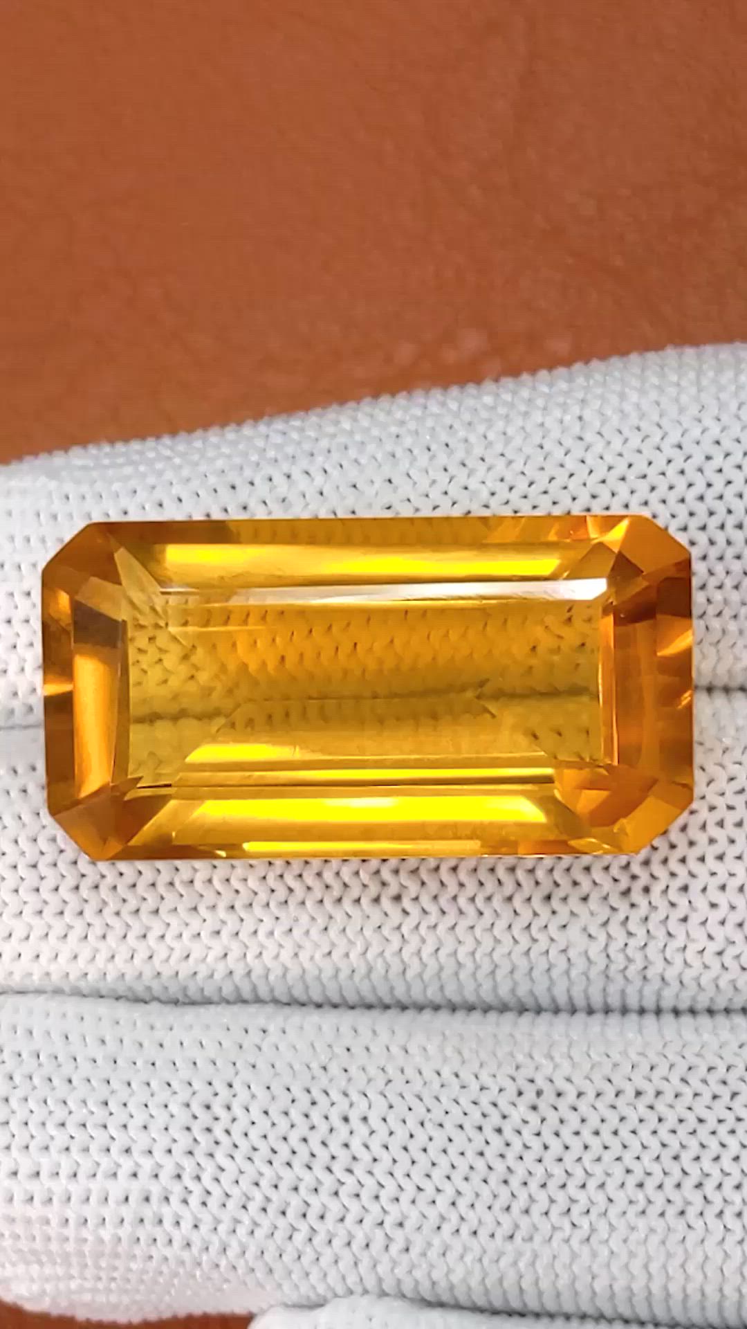 50.68 Ct. Orangish Yellow Citrine from Ceylon (Sri Lanka) Size Video