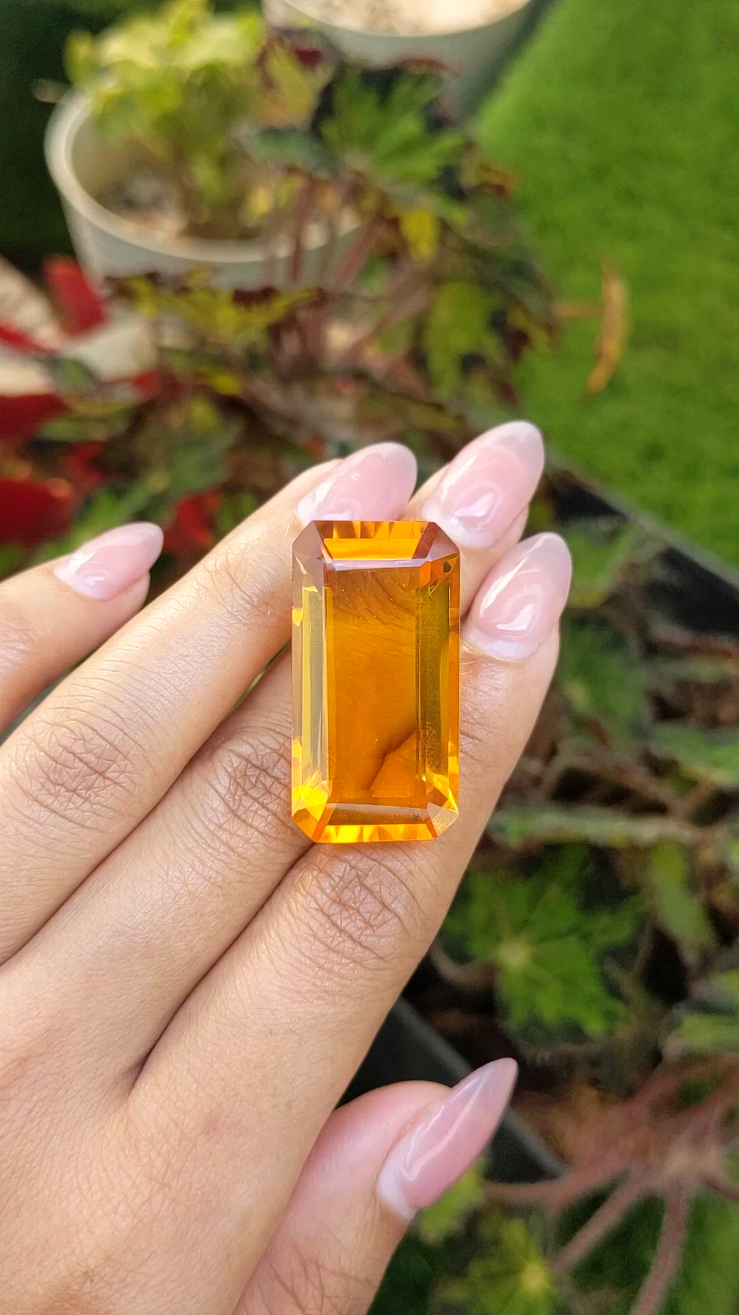 50.68 Ct. Orangish Yellow Citrine from Ceylon (Sri Lanka) Size Video